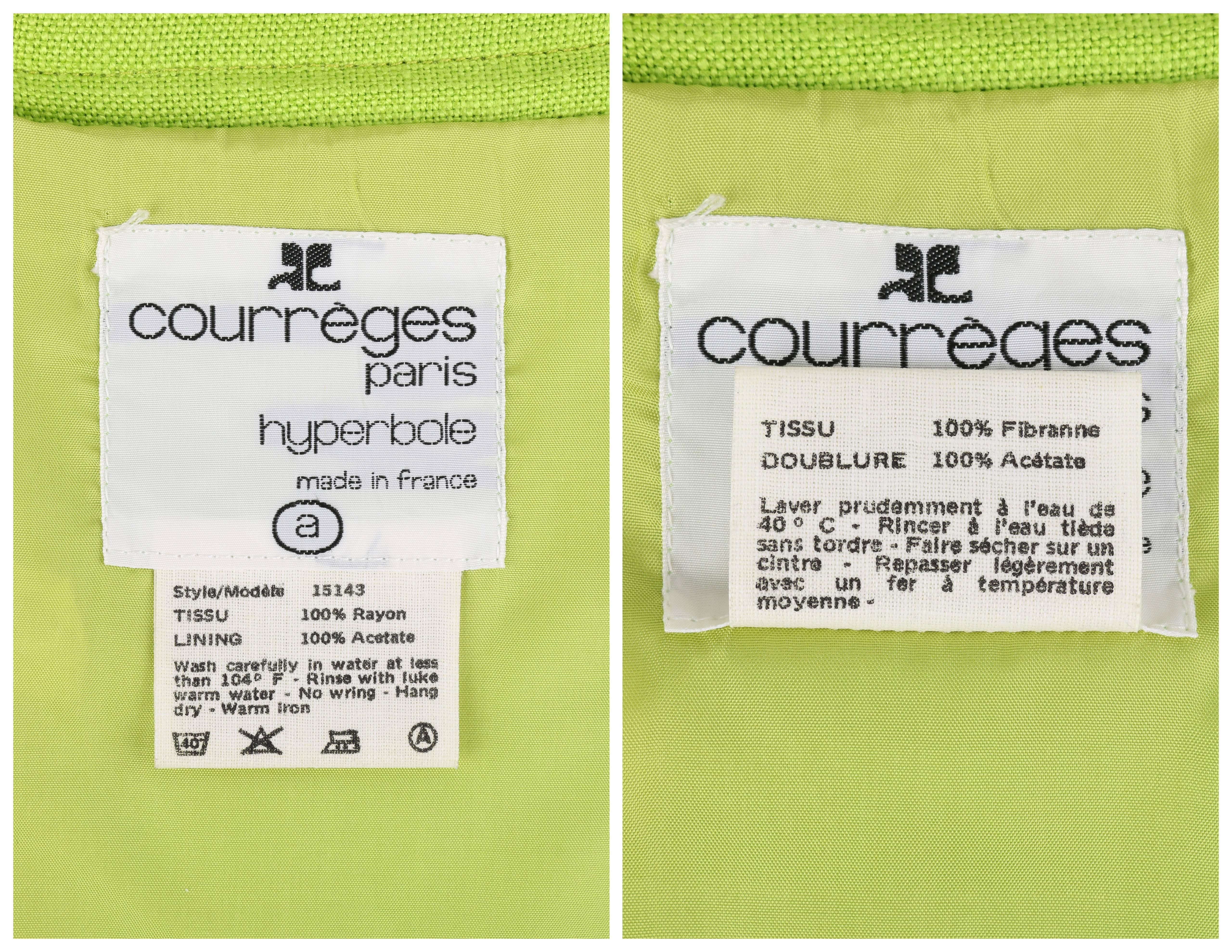COURREGES Hyperbole c.1970's Lime Green Snap Front Tea Length Wrap Skirt  For Sale 1