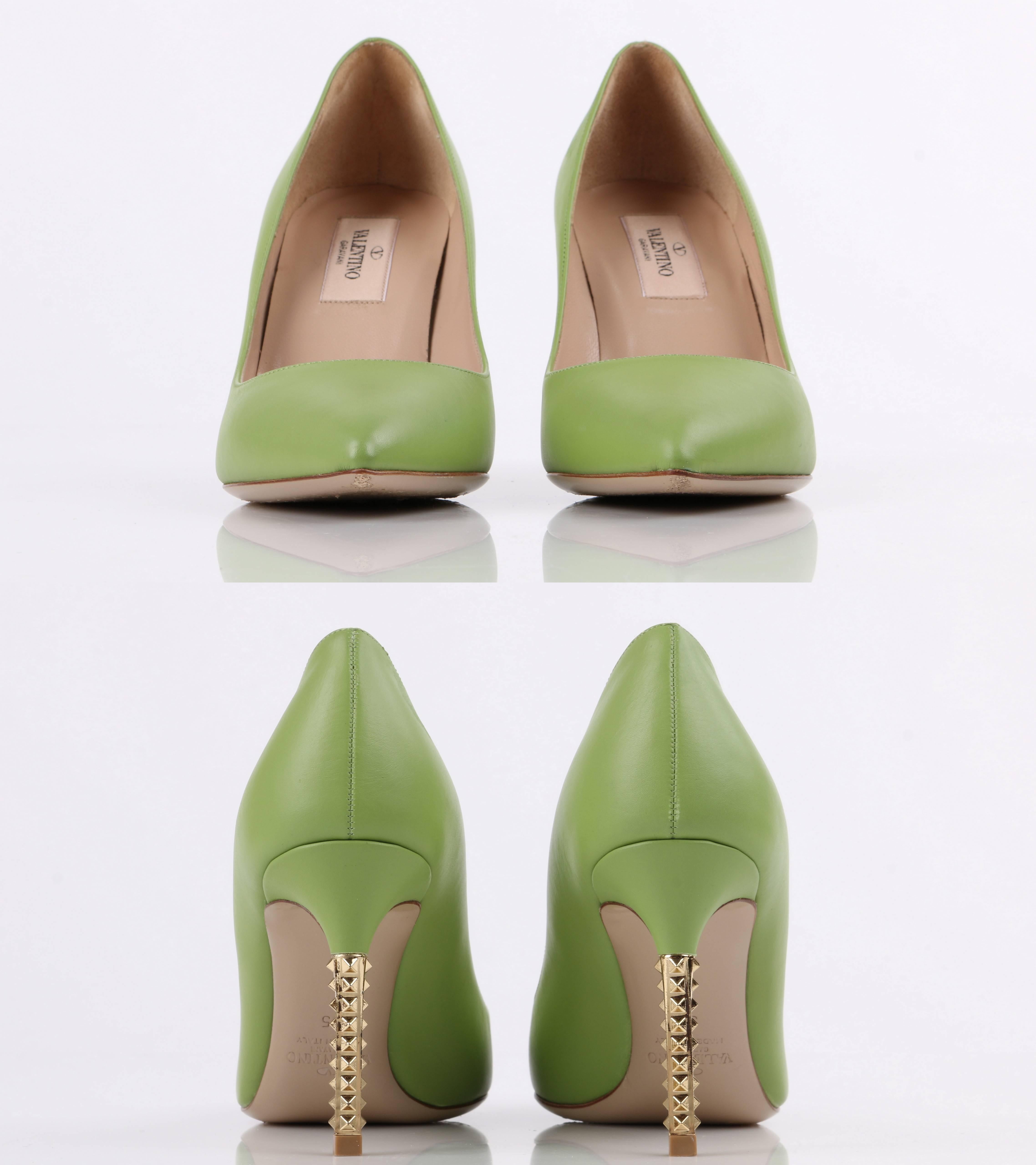 Brown VALENTINO Garavani Green Apple Leather Gold 