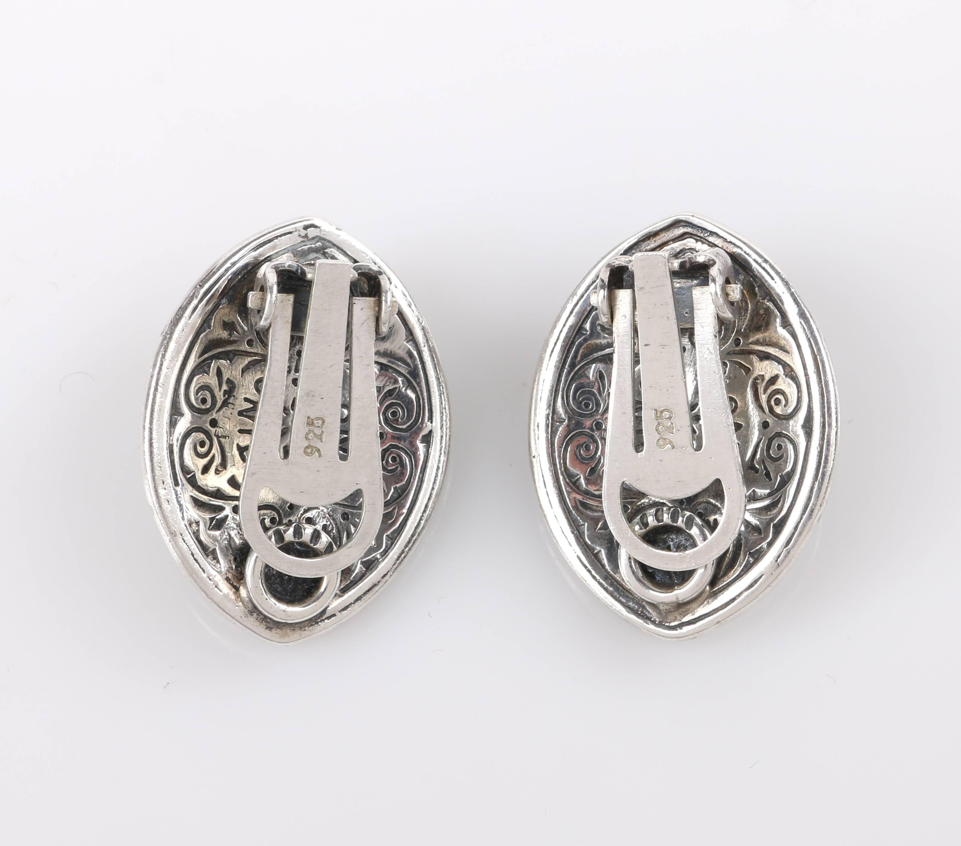 Women's or Men's KONSTANTINO Sterling Silver 18K Gold Amethyst Two Tone Filigree Clip On Earrings