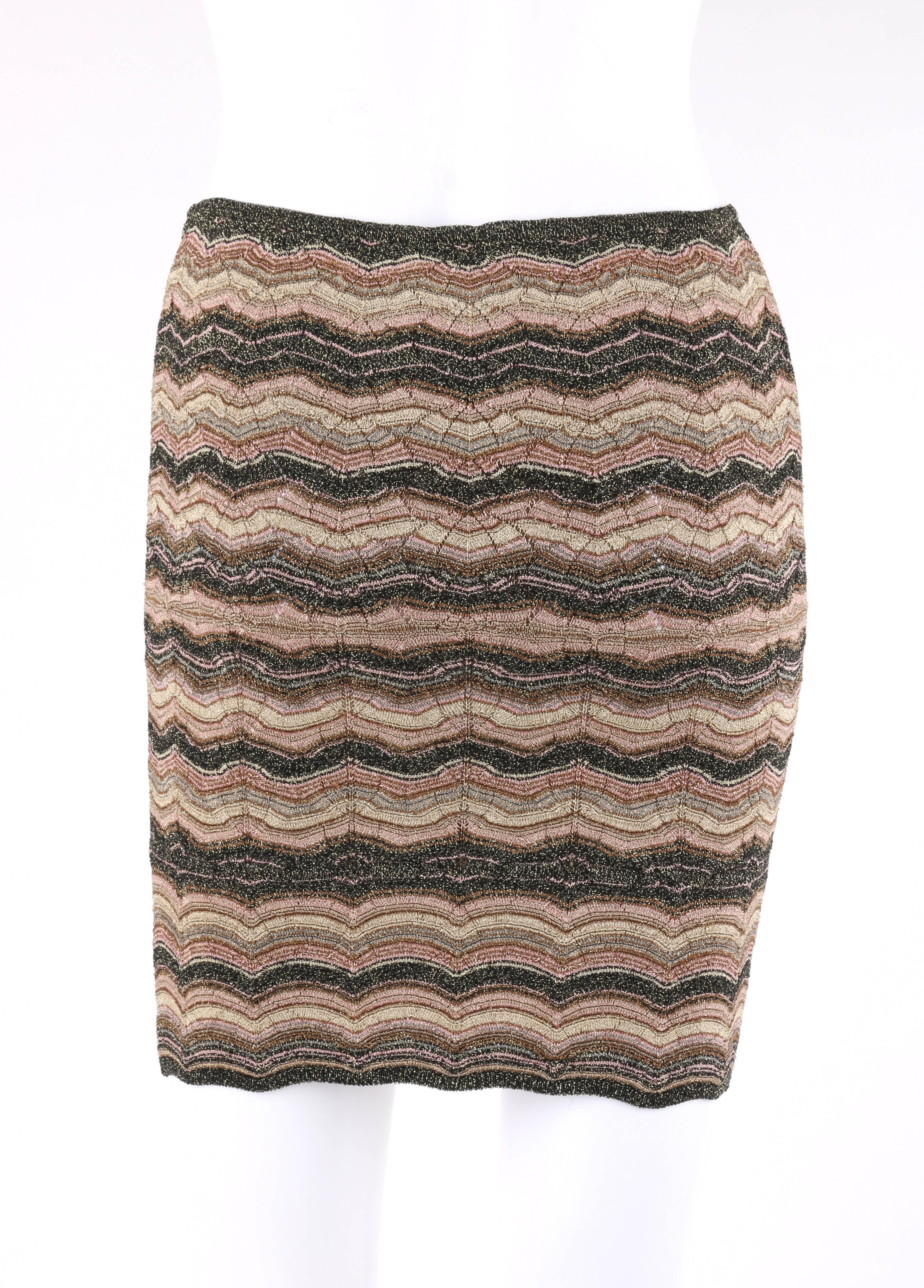 Brown MISSONI Metallic Knit Convertible 3-in-1 Pencil Skirt Tube Top Cowl Scarf