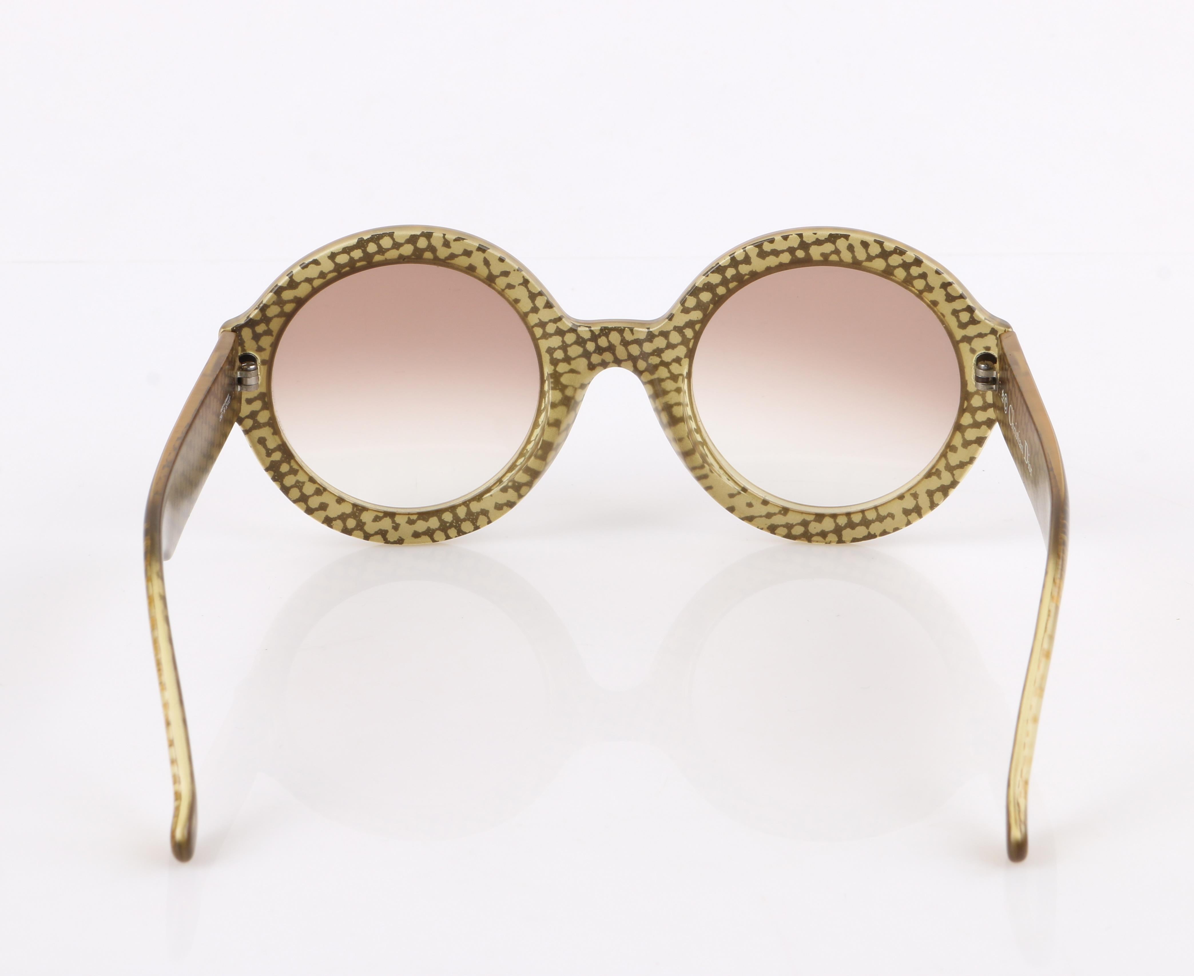 Women's CHRISTIAN DIOR S/S 1992 Translucent Gold Dot Round Optyl Frame Sunglasses 2567