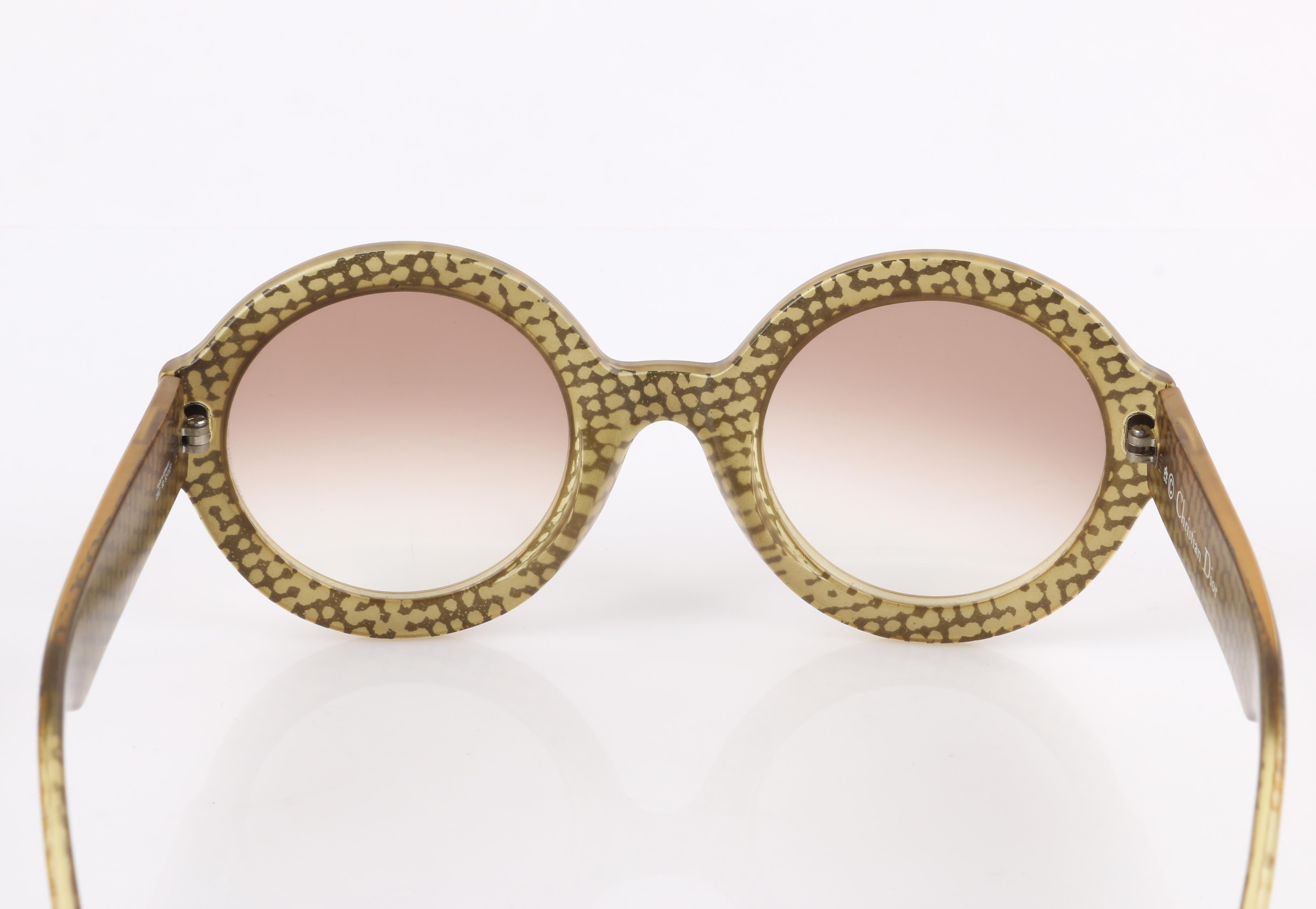 CHRISTIAN DIOR S/S 1992 Translucent Gold Dot Round Optyl Frame Sunglasses 2567 1