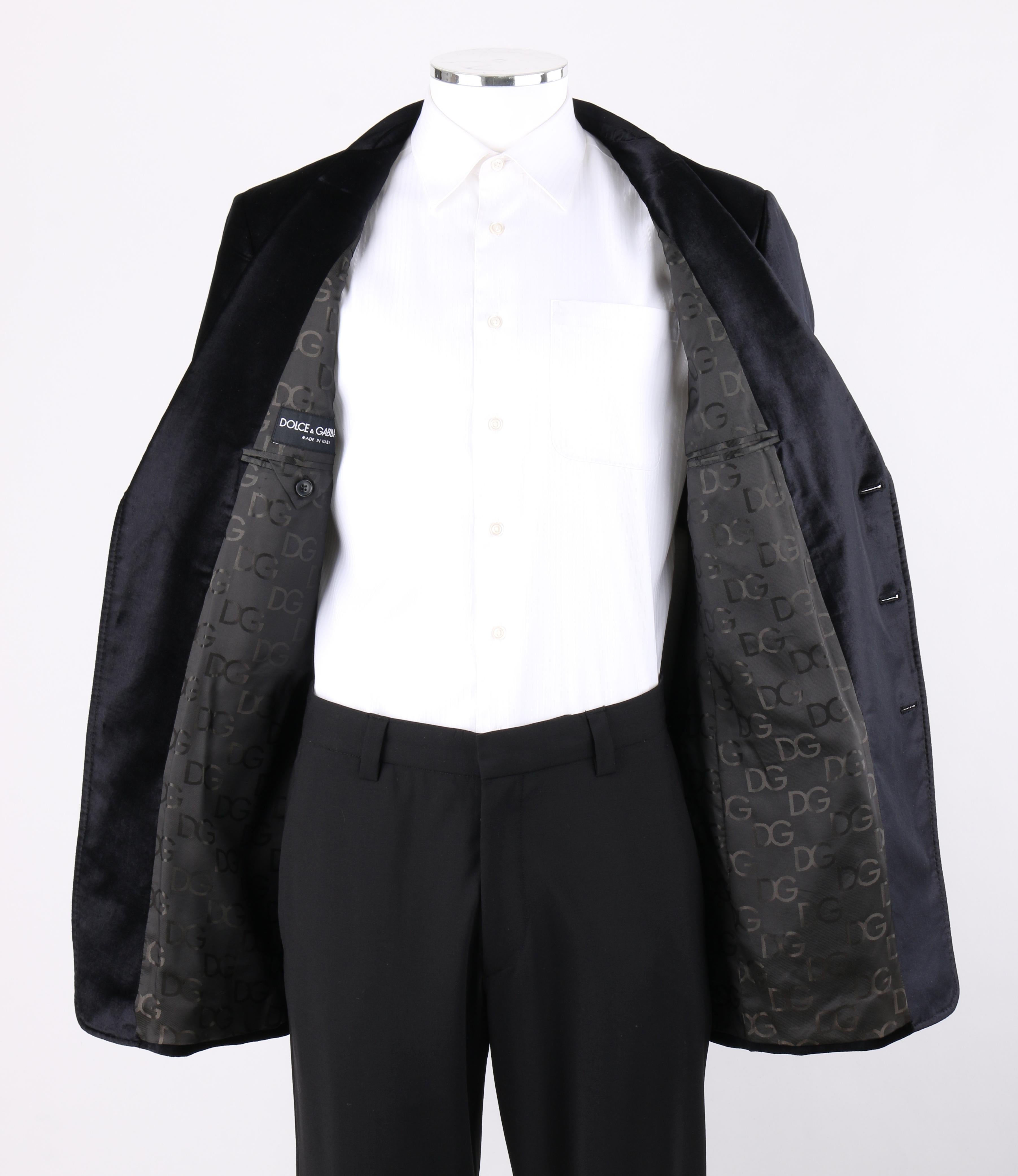 DOLCE & GABBANA c.2007 MARTINI Chaqueta de noche Blazer de tres botones de terciopelo negro en venta 2
