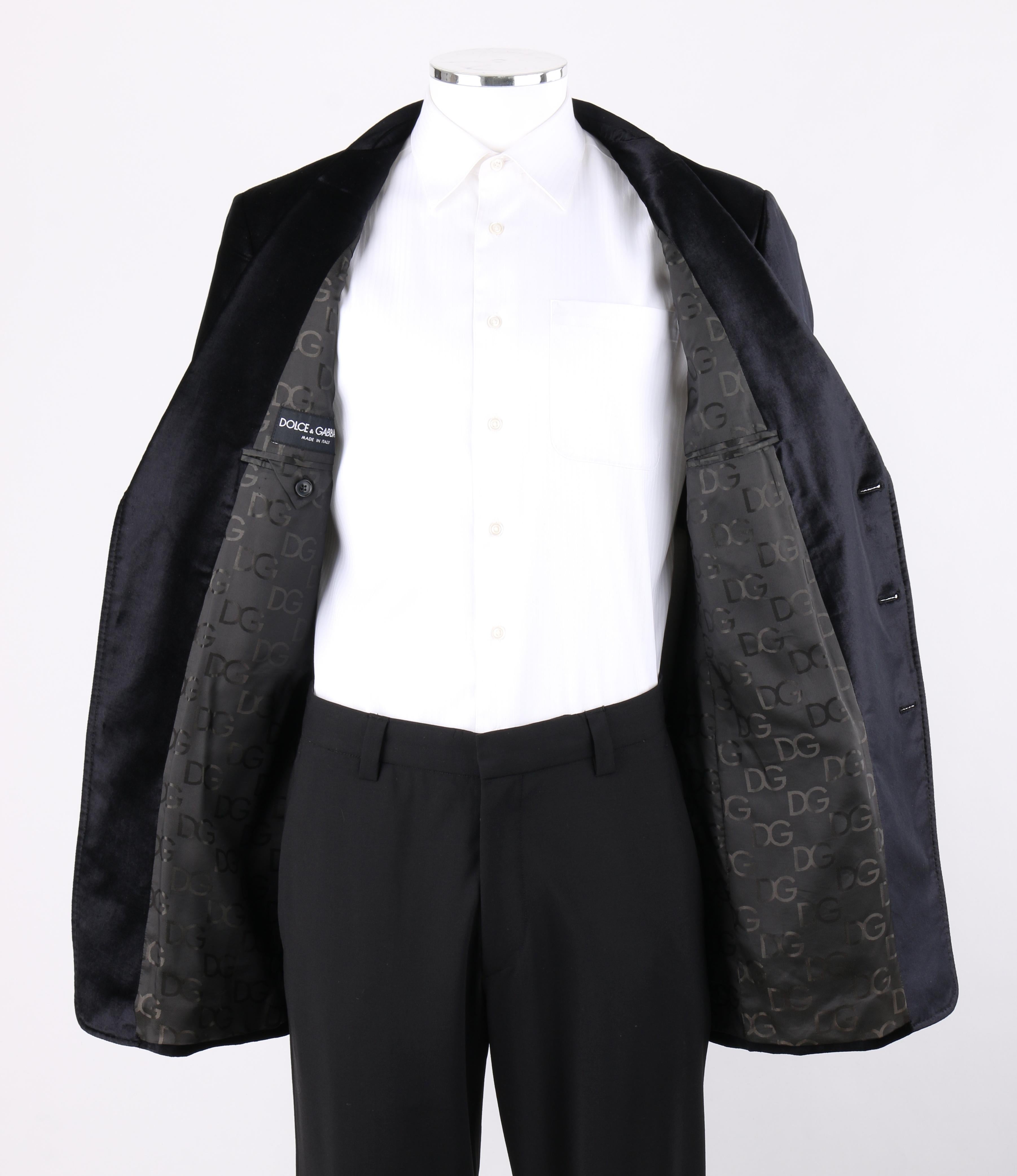 DOLCE & GABBANA Blazer de soirée MARTINI en velours noir à trois boutons, c. 2007 en vente 2