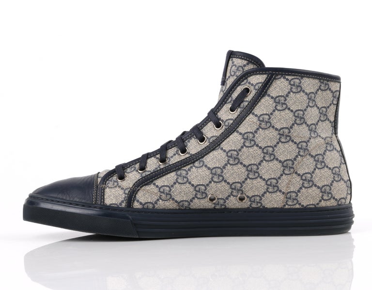 GUCCI A/W 2012 "California" GG Guccissima Monogram Canvas High Top Sneakers  at 1stDibs | gucci monogram high top sneakers