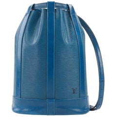 Vintage LOUIS VUITTON c.1995 "Randonnee" Blue Epi Leather GM Sling Back Purse Backpack