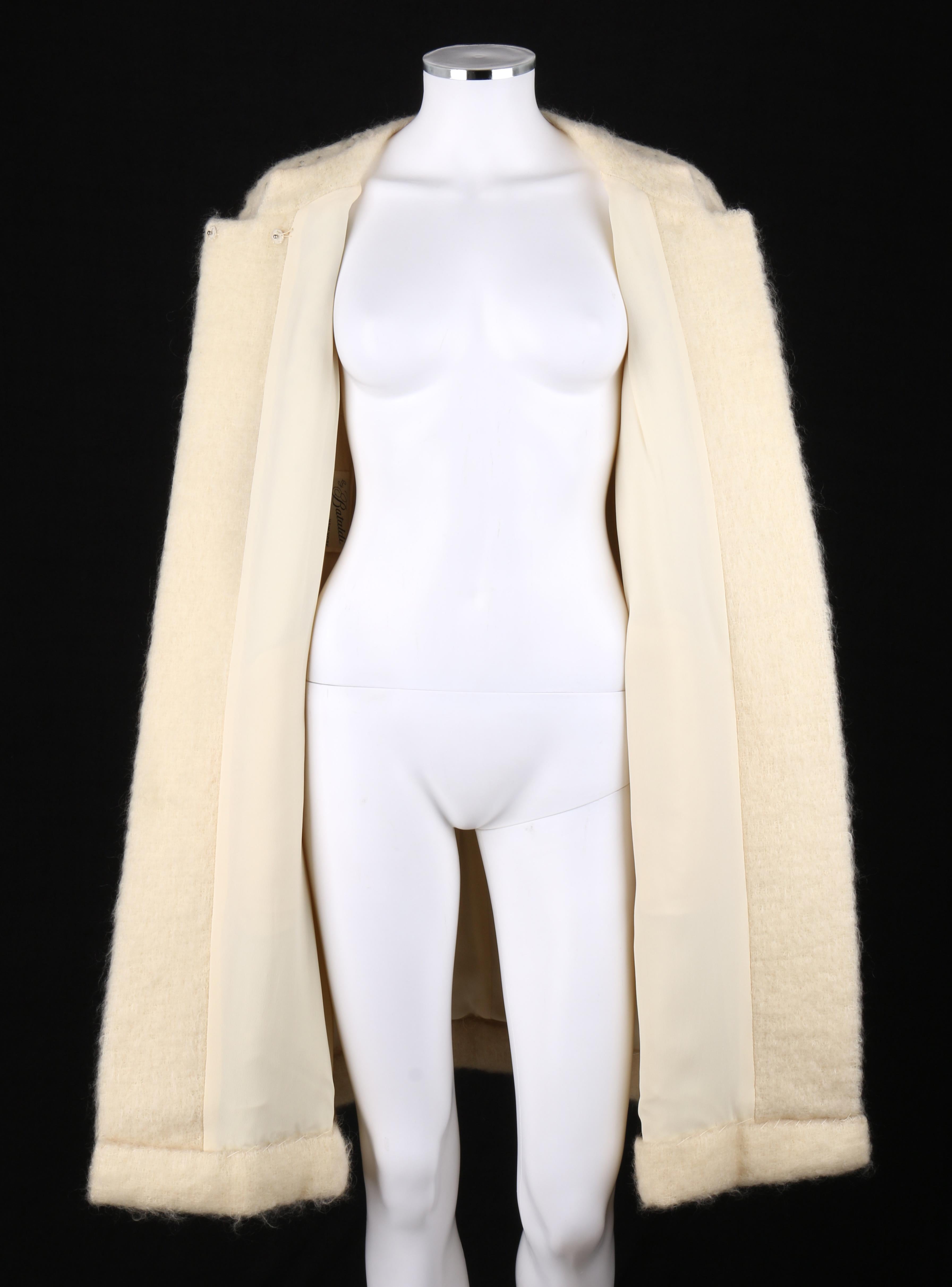 BATALDI c.1960's Ivory Mohair Crystal Rhinestone Embellished Evening Coat For Sale 2