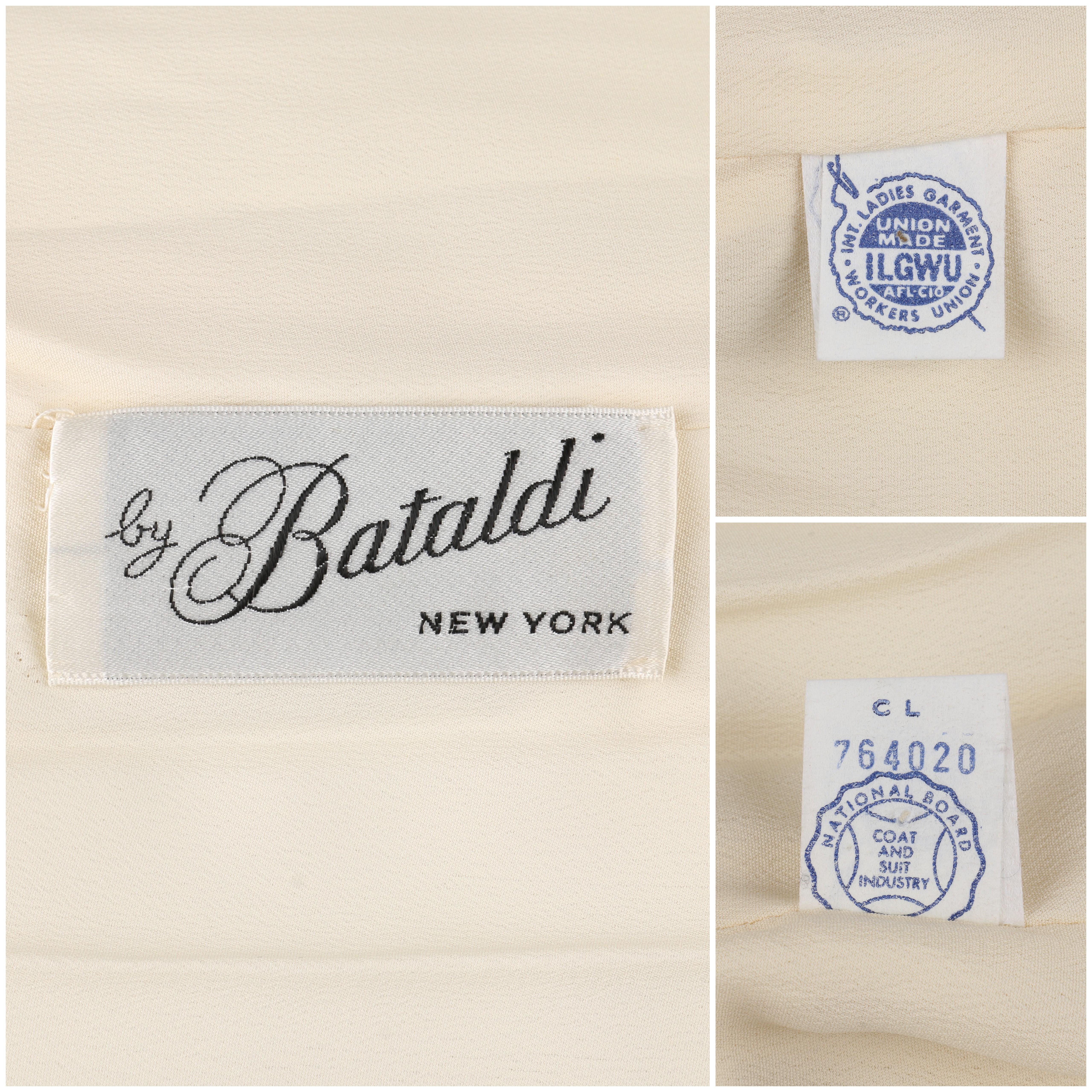 BATALDI c.1960's Ivory Mohair Crystal Rhinestone Embellished Evening Coat For Sale 5