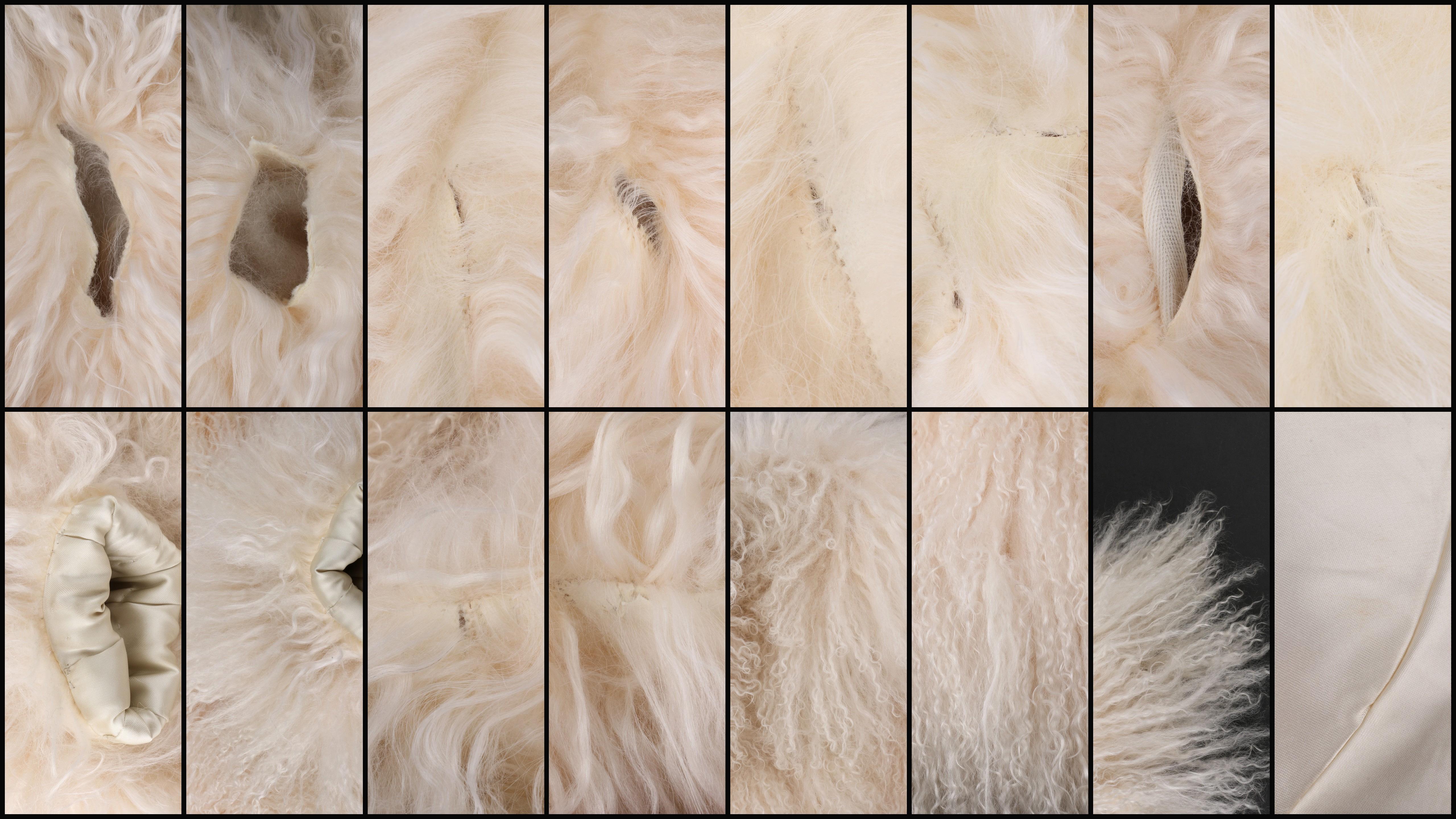 SAFURON Cream Curly Mongolian Lamb Fur Coat Jacket 2