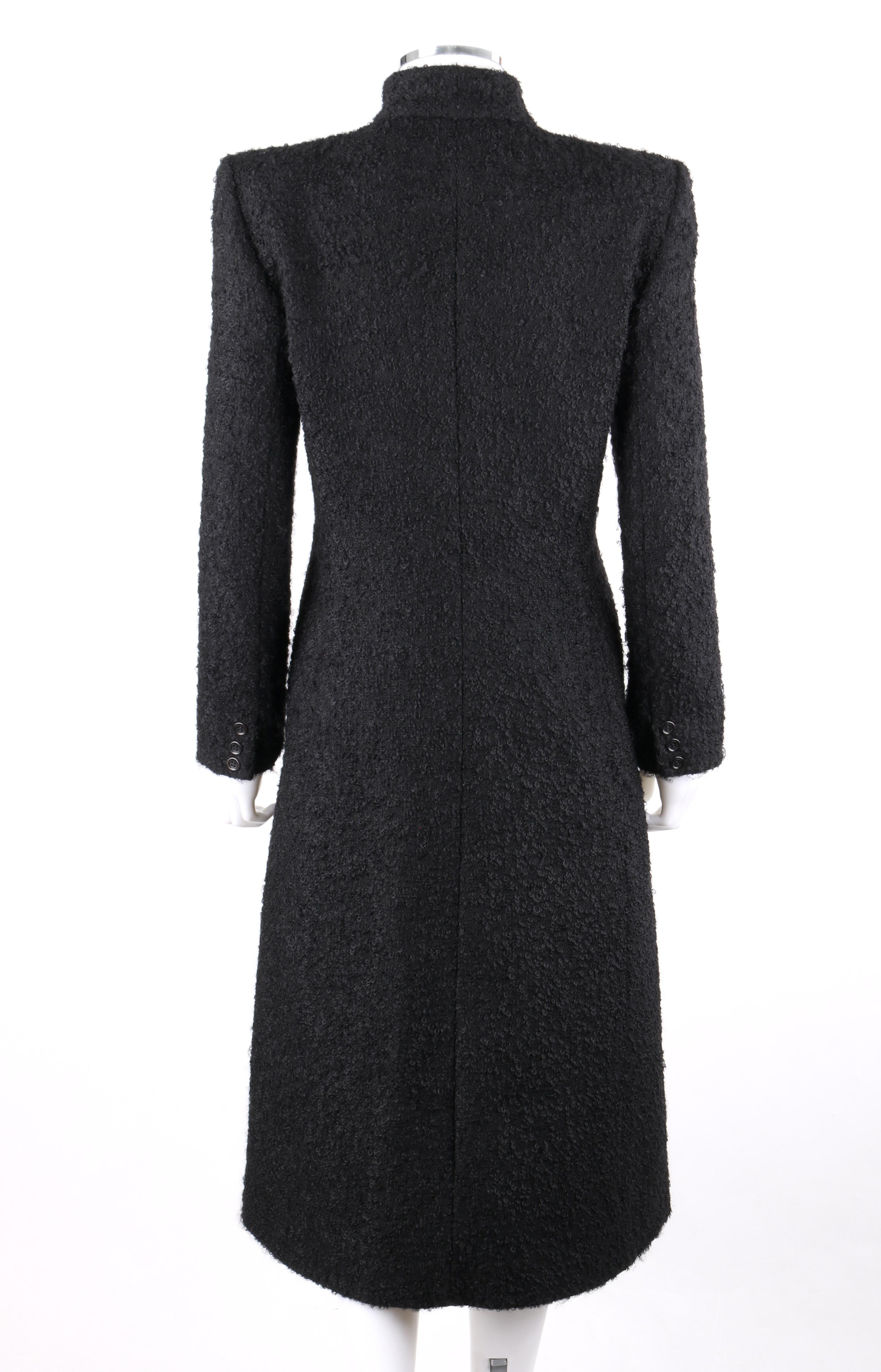 Black GIVENCHY Couture A/W 1998 ALEXANDER McQUEEN Mohair Exaggerated Shoulder Overcoat