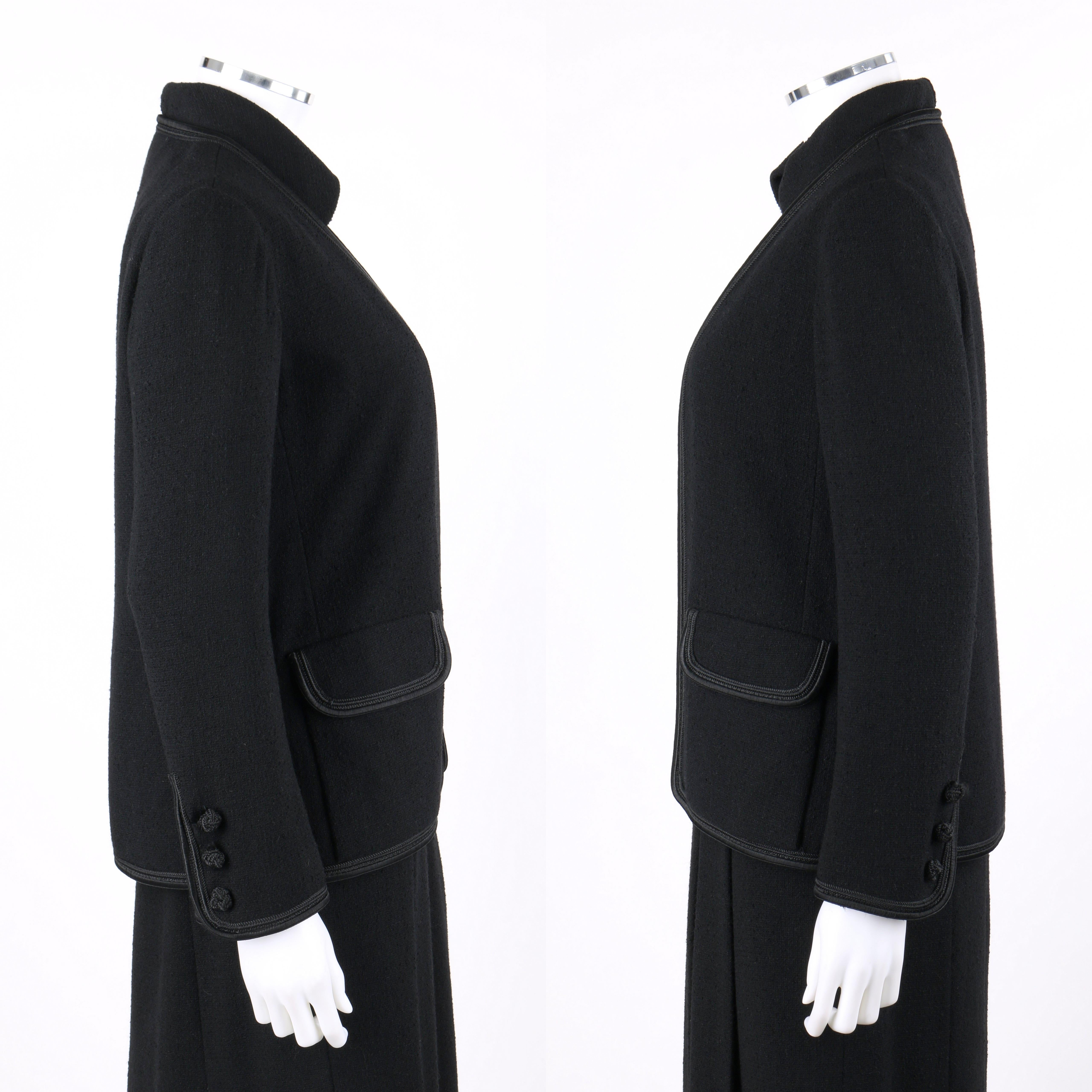 RIZKALLAH For MALCOLM STARR c.1970's 2 Pc Boucle Jacket Pleated Dress Suit Set In Good Condition In Thiensville, WI