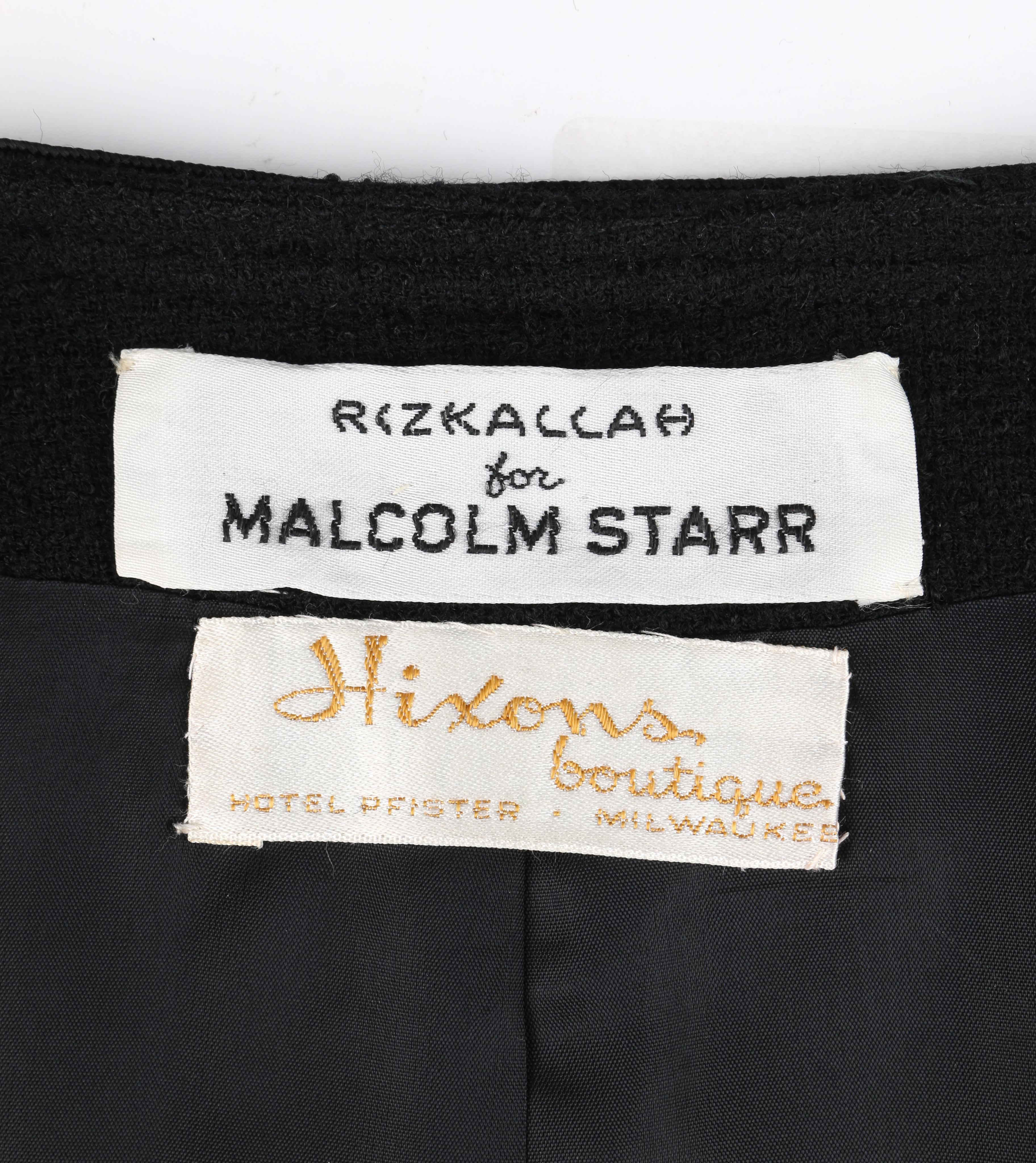 RIZKALLAH For MALCOLM STARR c.1970's 2 Pc Boucle Jacket Pleated Dress Suit Set 1