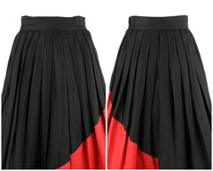 PERRY ELLIS S/S 1983 "Espana" Two Tone Linen Pleated Tea Length Skirt