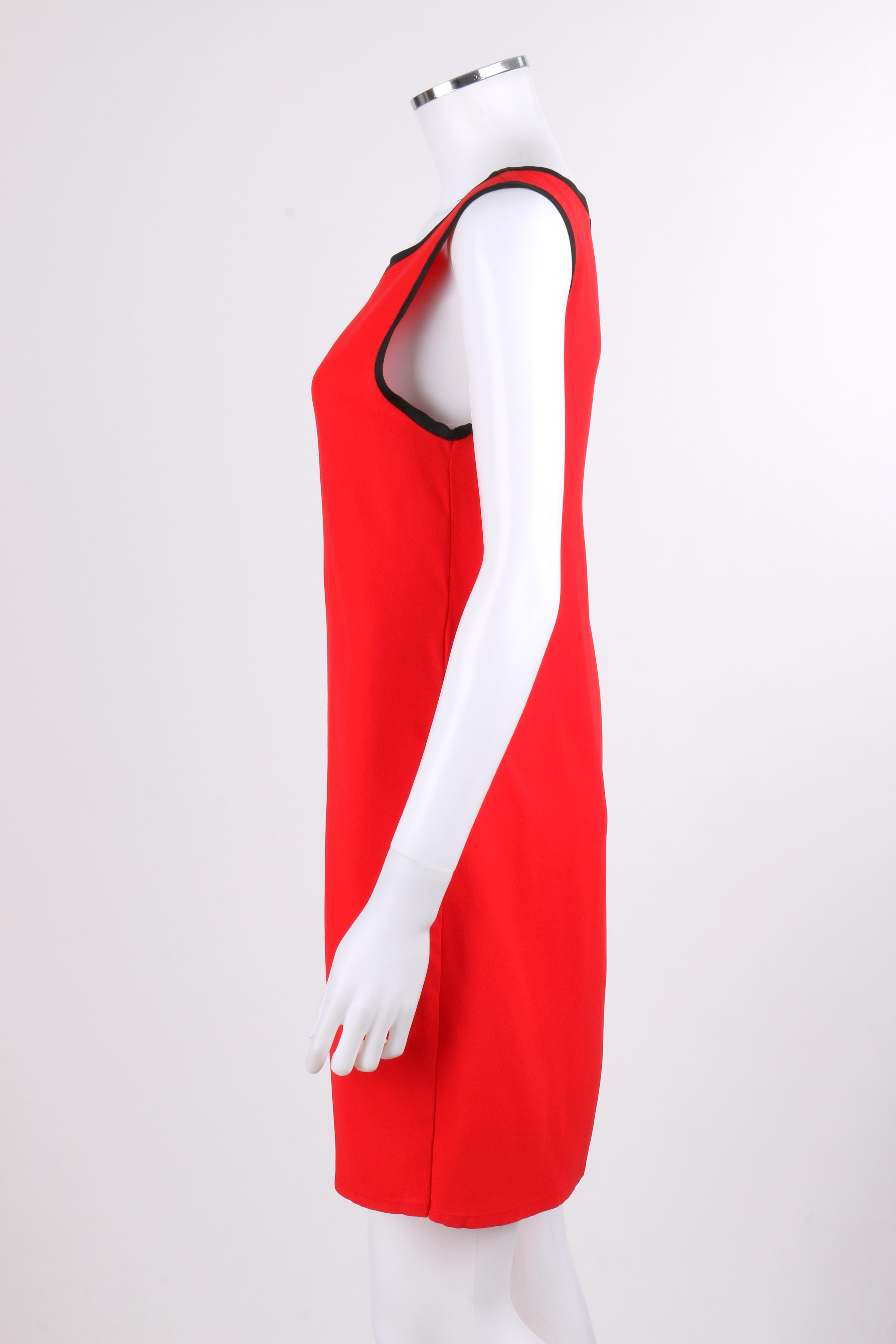 Women's YVES SAINT LAURENT c.1980's YSL Red & Black Scoop Neck Tunic Top / Dress For Sale