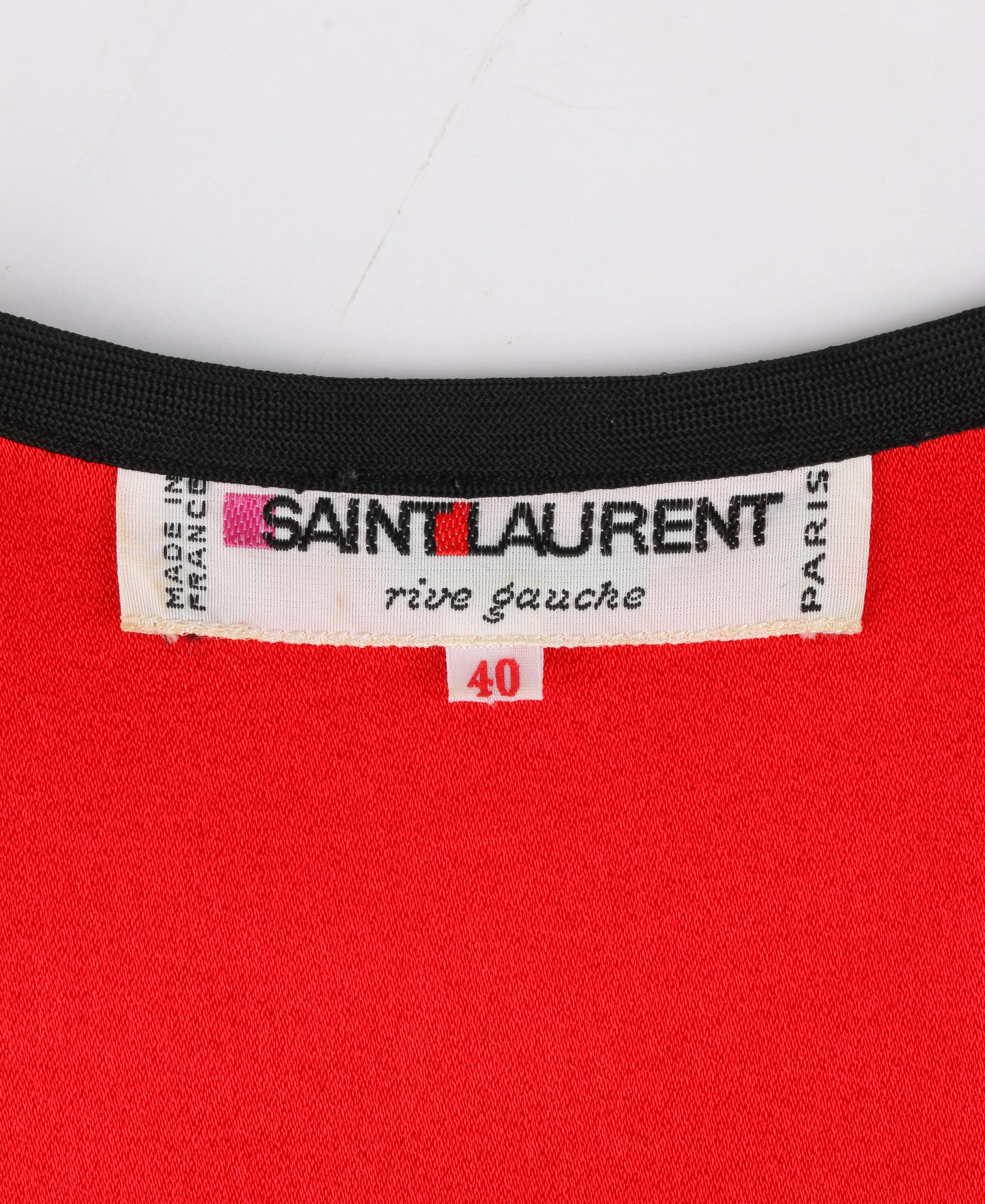 YVES SAINT LAURENT c.1980's YSL Red & Black Scoop Neck Tunic Top / Dress For Sale 1