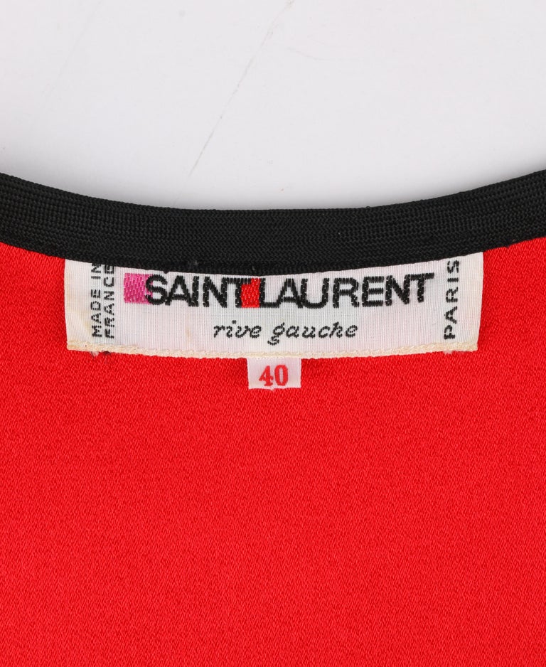 YVES SAINT LAURENT c.1980's YSL Red and Black Scoop Neck Tunic Top ...
