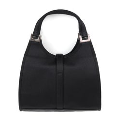GUCCI "Mini Jackie" Black Silk Satin Top Handle Piston Clasp Satchel Evening Bag