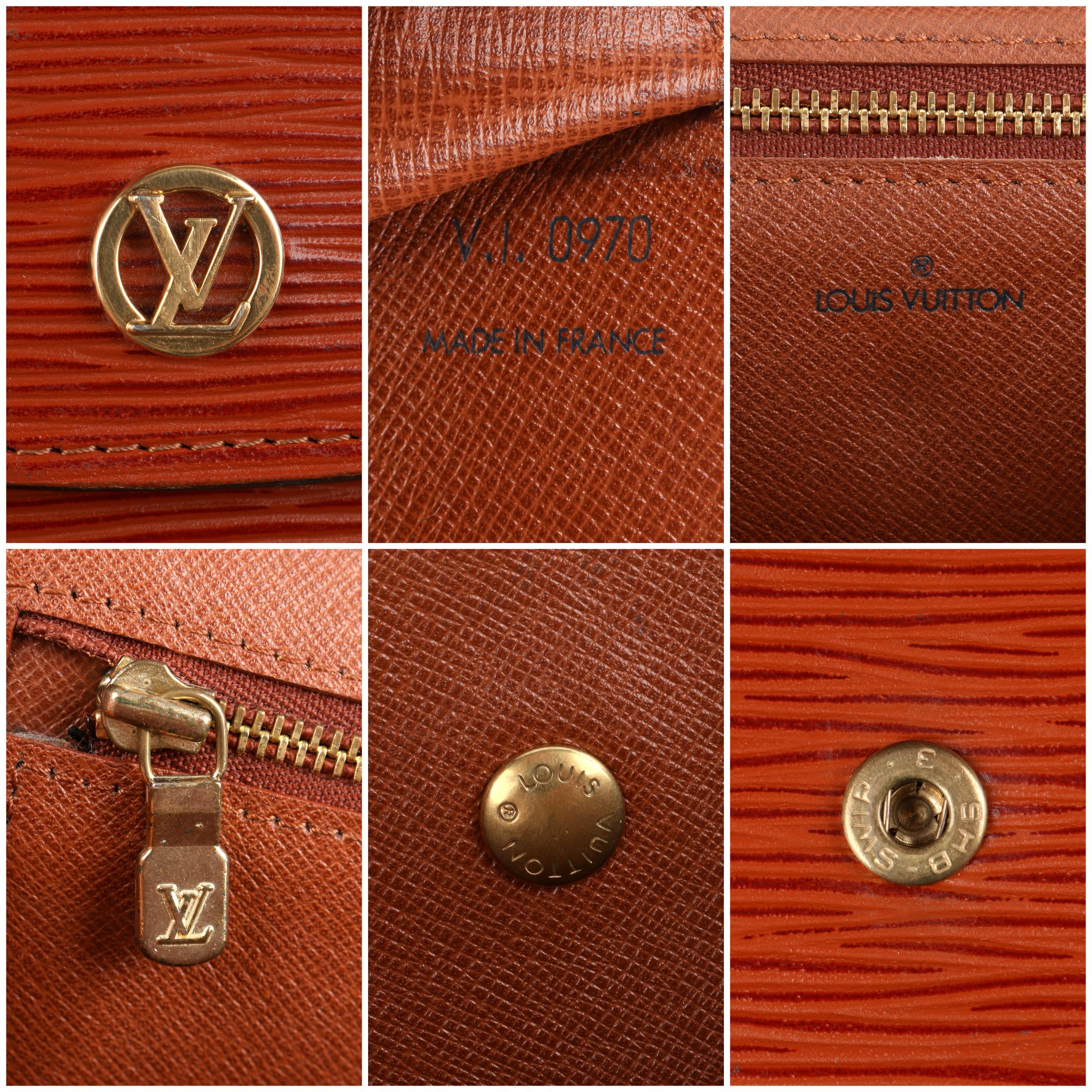 LOUIS VUITTON ca. 1990 „Montaigne MM“ Hellbraune Epi-Leder-Clutch 6