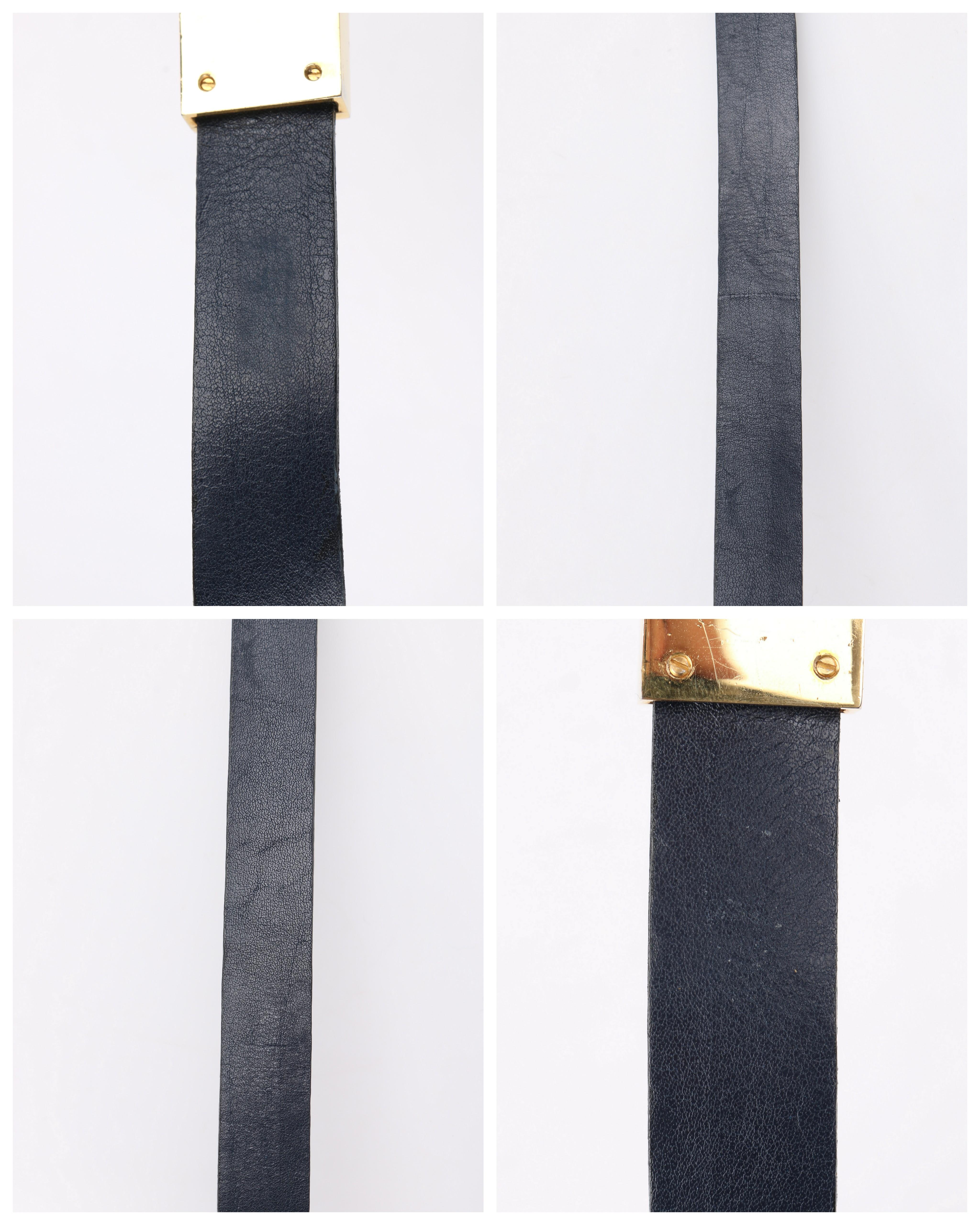 COURREGES Black Patent Snakeskin Leather Turn Lock Closure Waist Belt 5