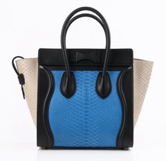 CELINE "Micro Luggage Tote" Tricolor Pythonleder Handtasche mit oberem Griff