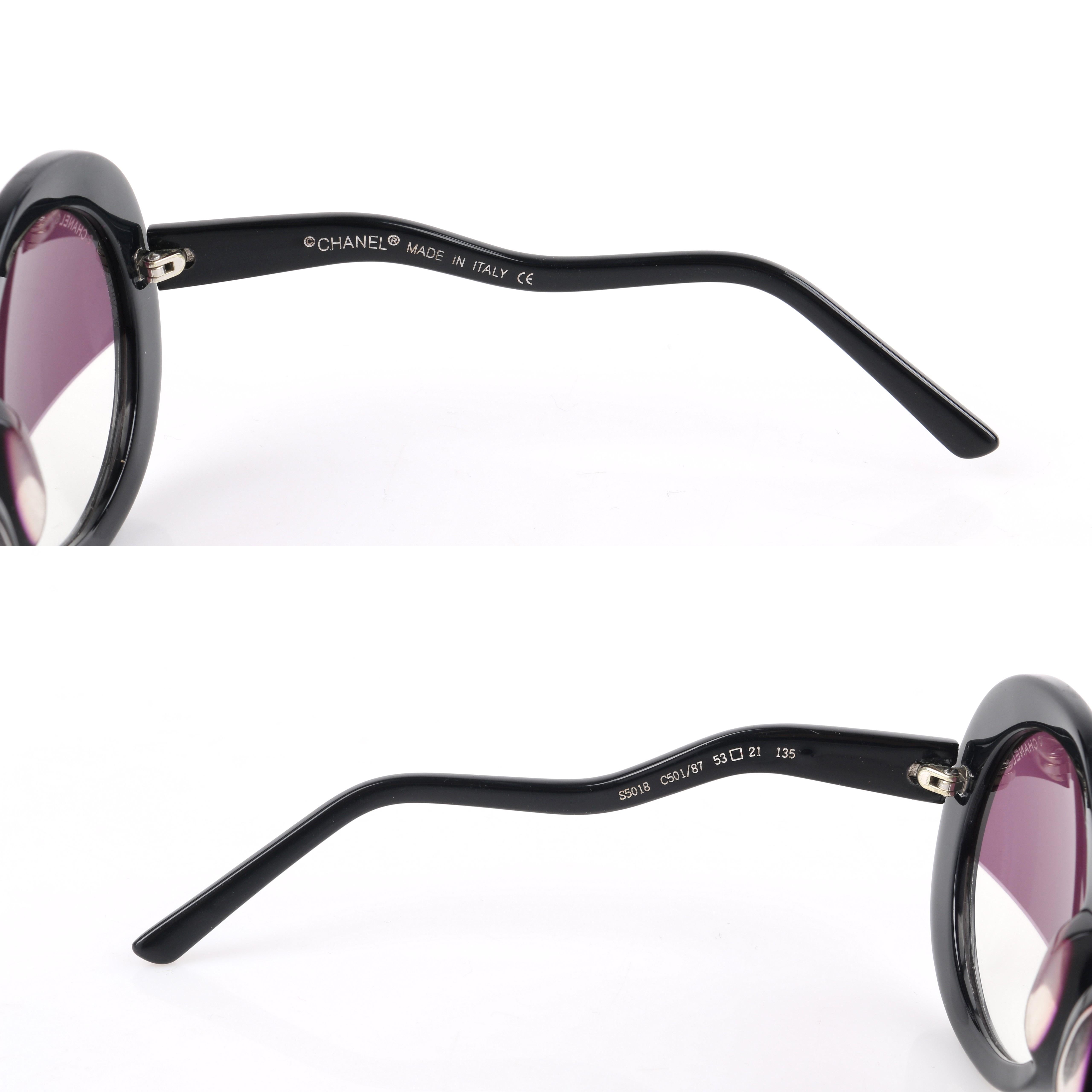 CHANEL F/S 2007 Schwarze runde halbgetönte Sonnenbrille S5018 3