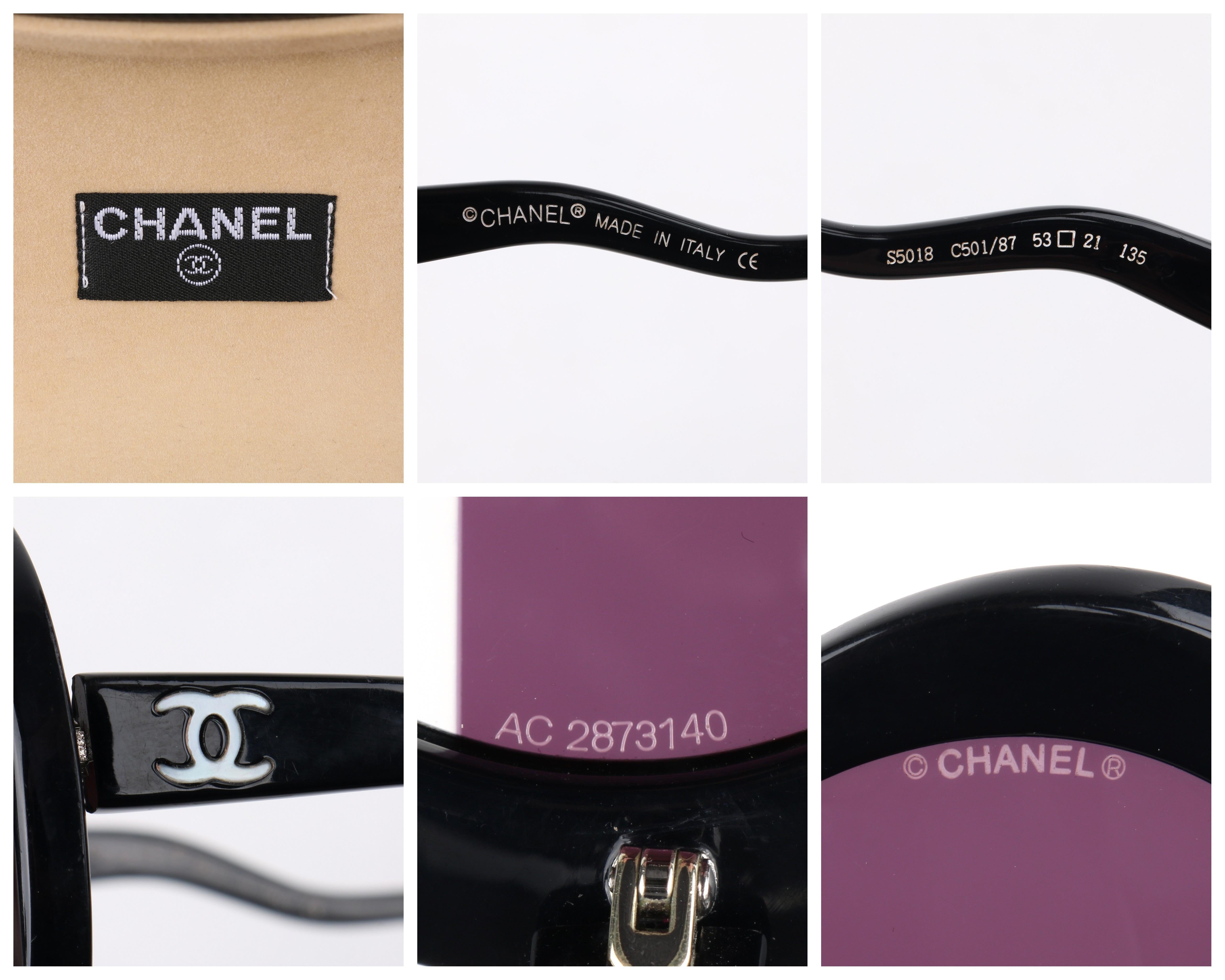 CHANEL F/S 2007 Schwarze runde halbgetönte Sonnenbrille S5018 4
