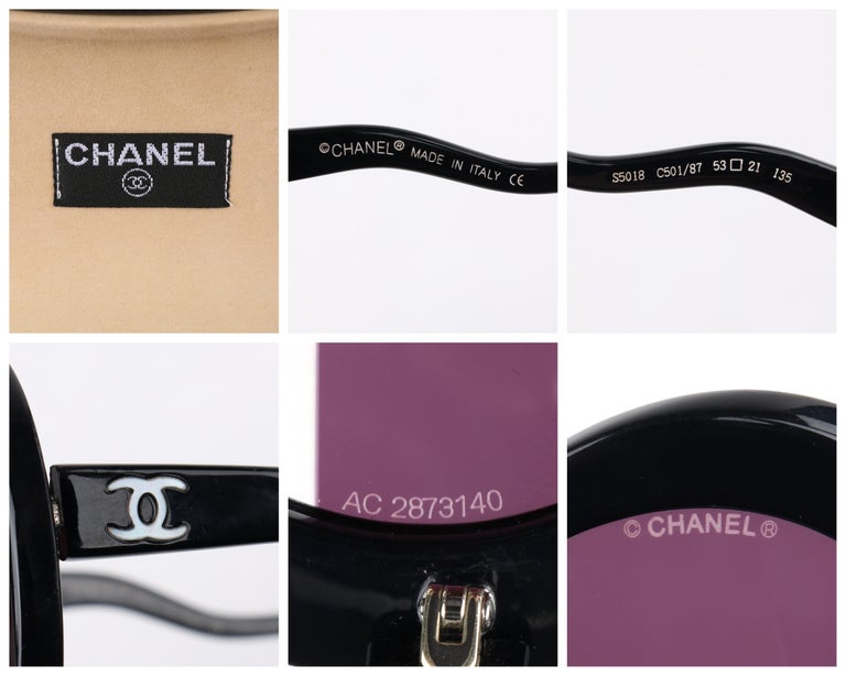 CHANEL S/S 2007 Black Round Halftint Sunglasses S5018 at 1stDibs
