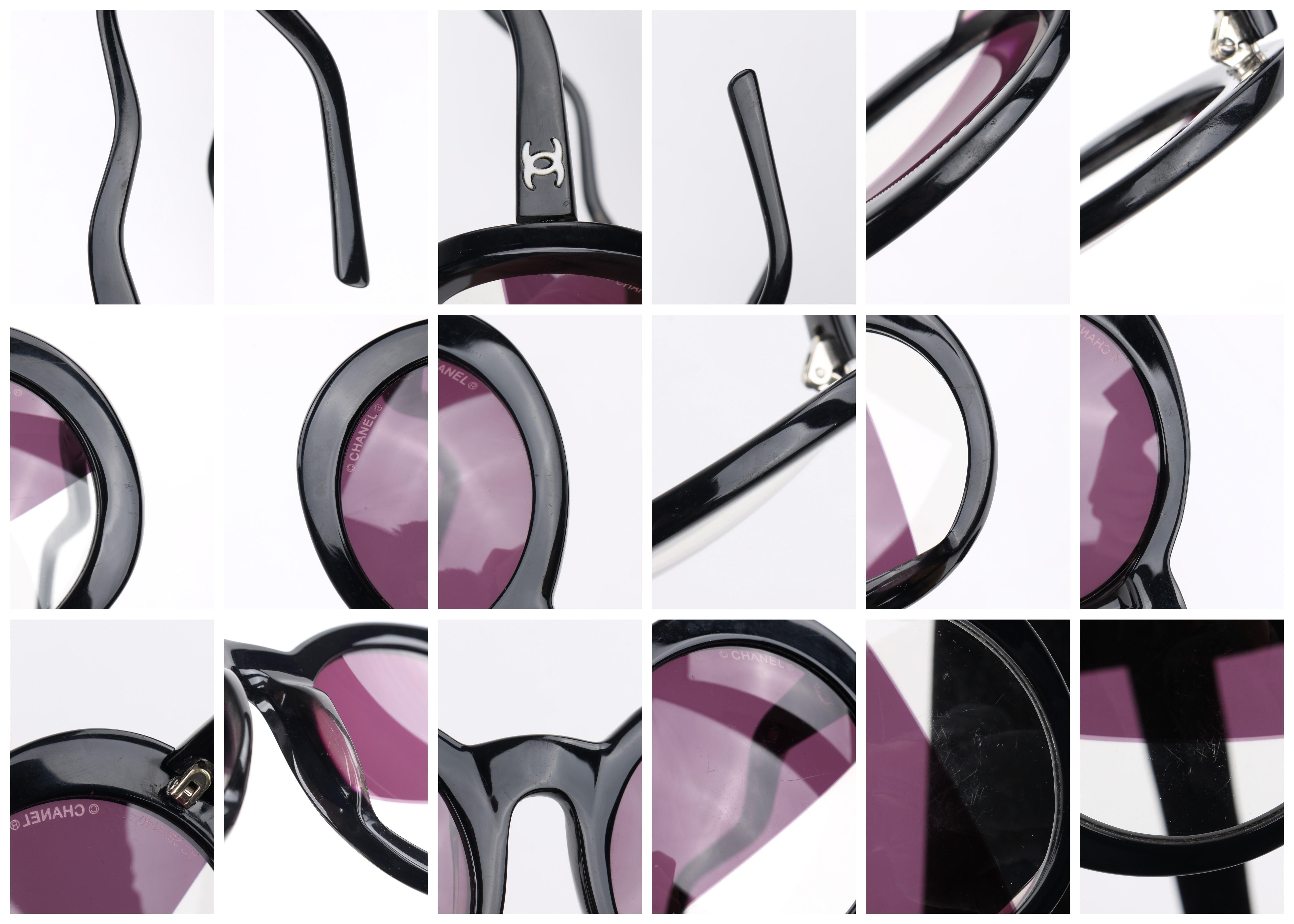 CHANEL F/S 2007 Schwarze runde halbgetönte Sonnenbrille S5018 6