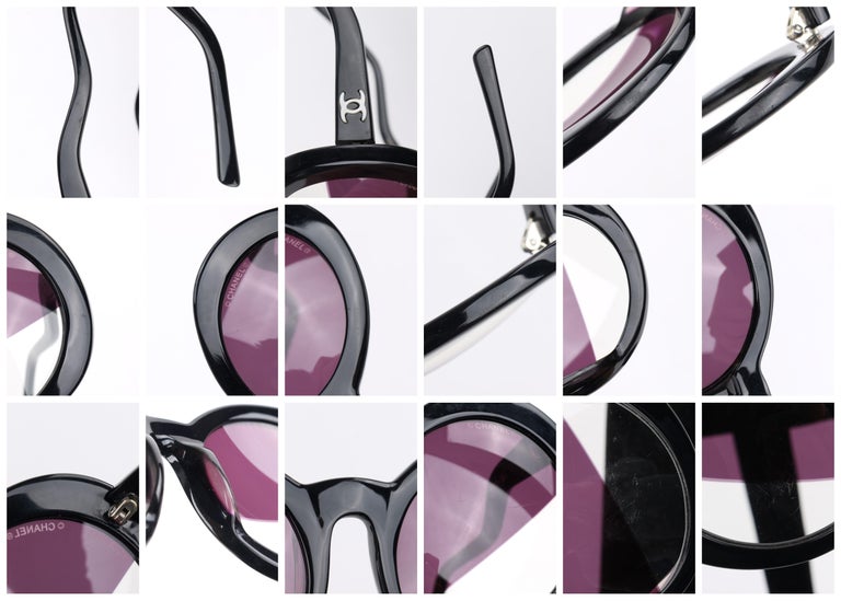 CHANEL S/S 2007 Black Round Halftint Sunglasses S5018 at 1stDibs
