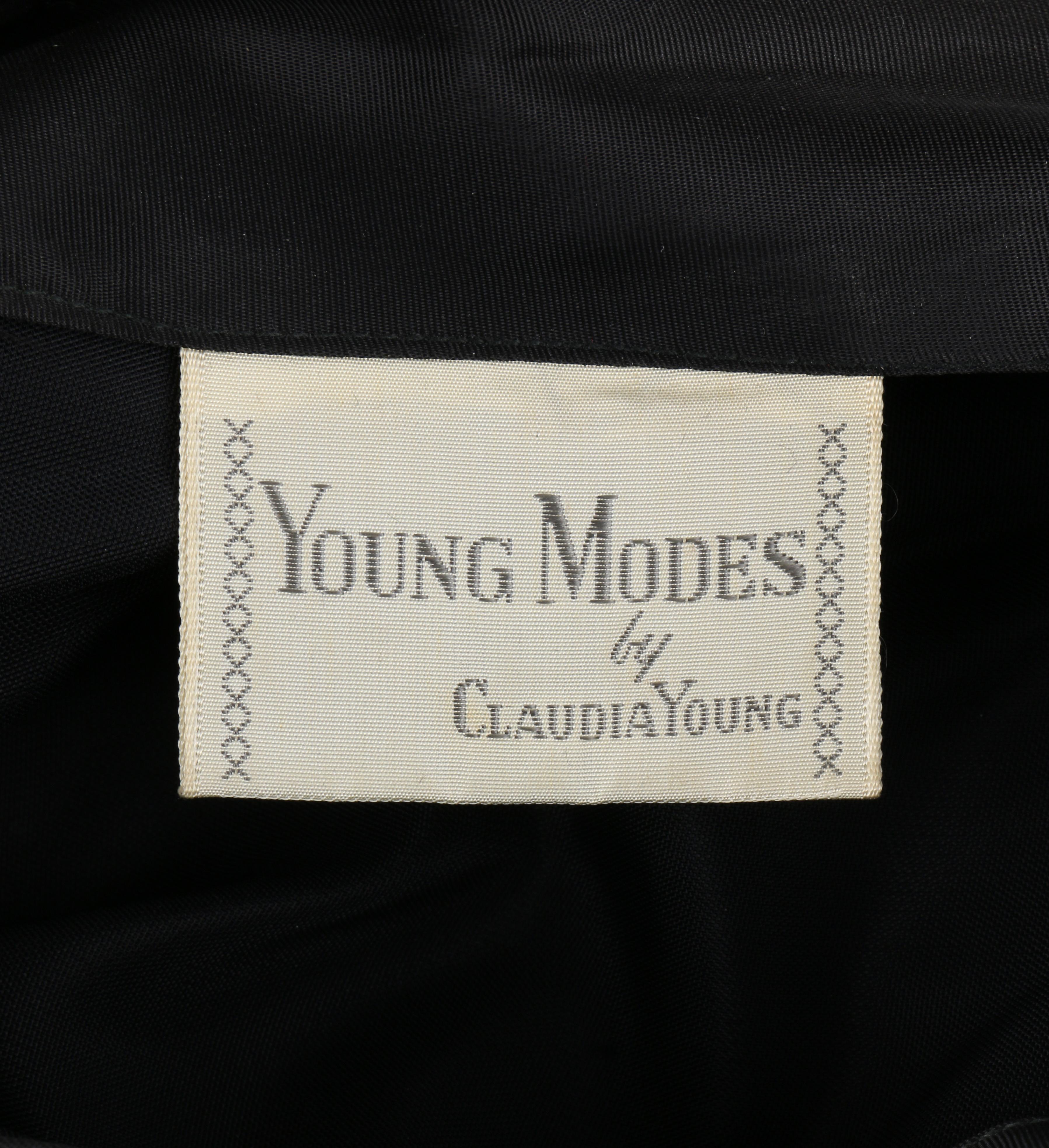 Young Modes CLAUDIA YOUNG c.1950's Black Velvet Mink Fur Cuff Cocktail Dress 5