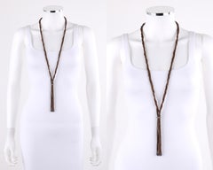 MATTHEW CAMPBELL LAURENZA Dark Bronze Metal & Sapphire Beaded Lariat Necklace