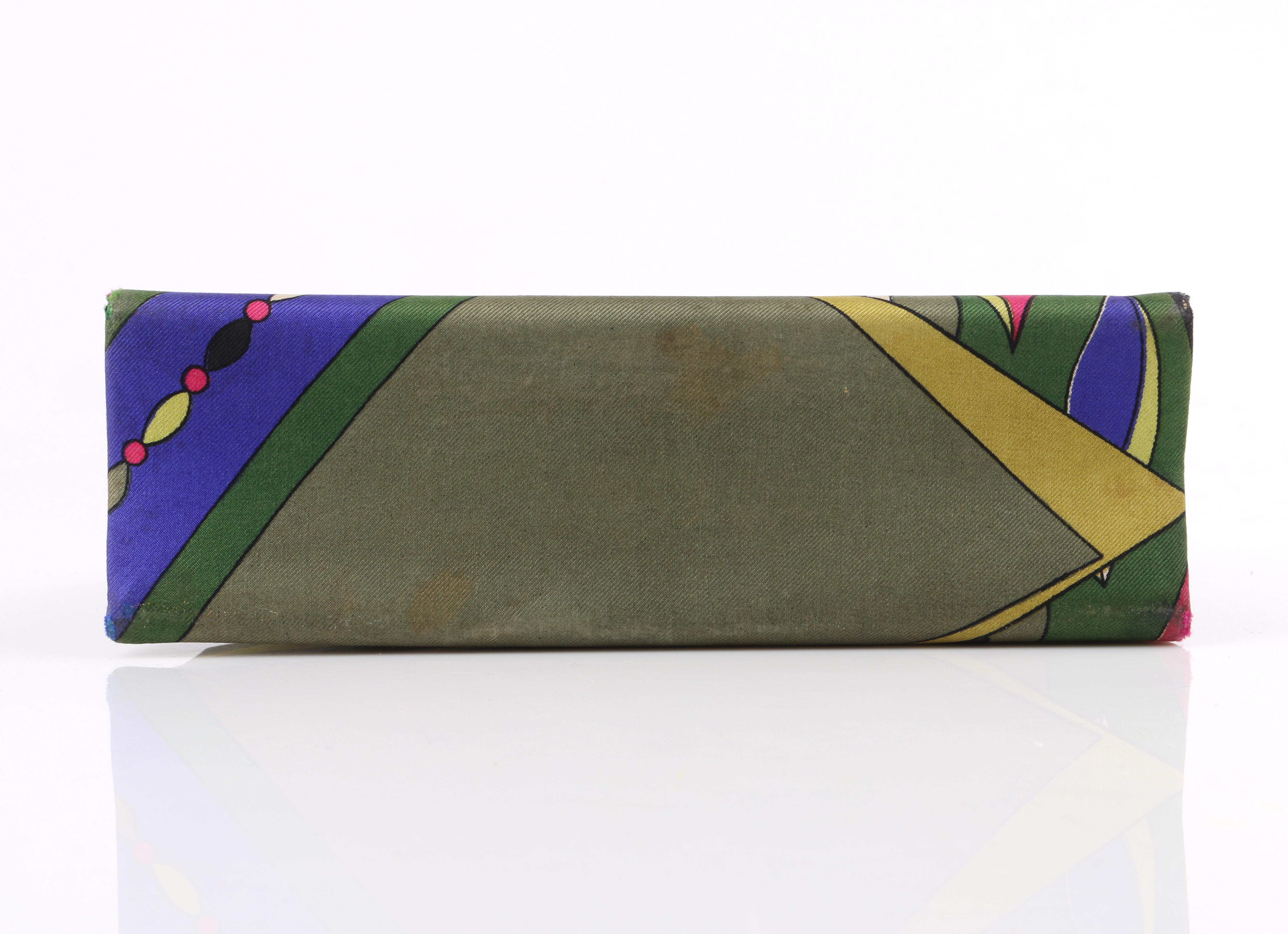 EMILIO PUCCI c.1960's Signature Abstract Print Silk Chain Handle Kiss Lock Purse 1