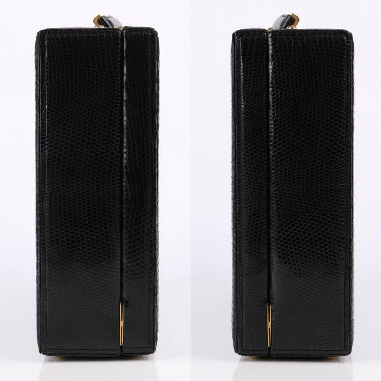 GUCCI Black Genuine Lizard Leather Jewelry Briefcase Travel Case