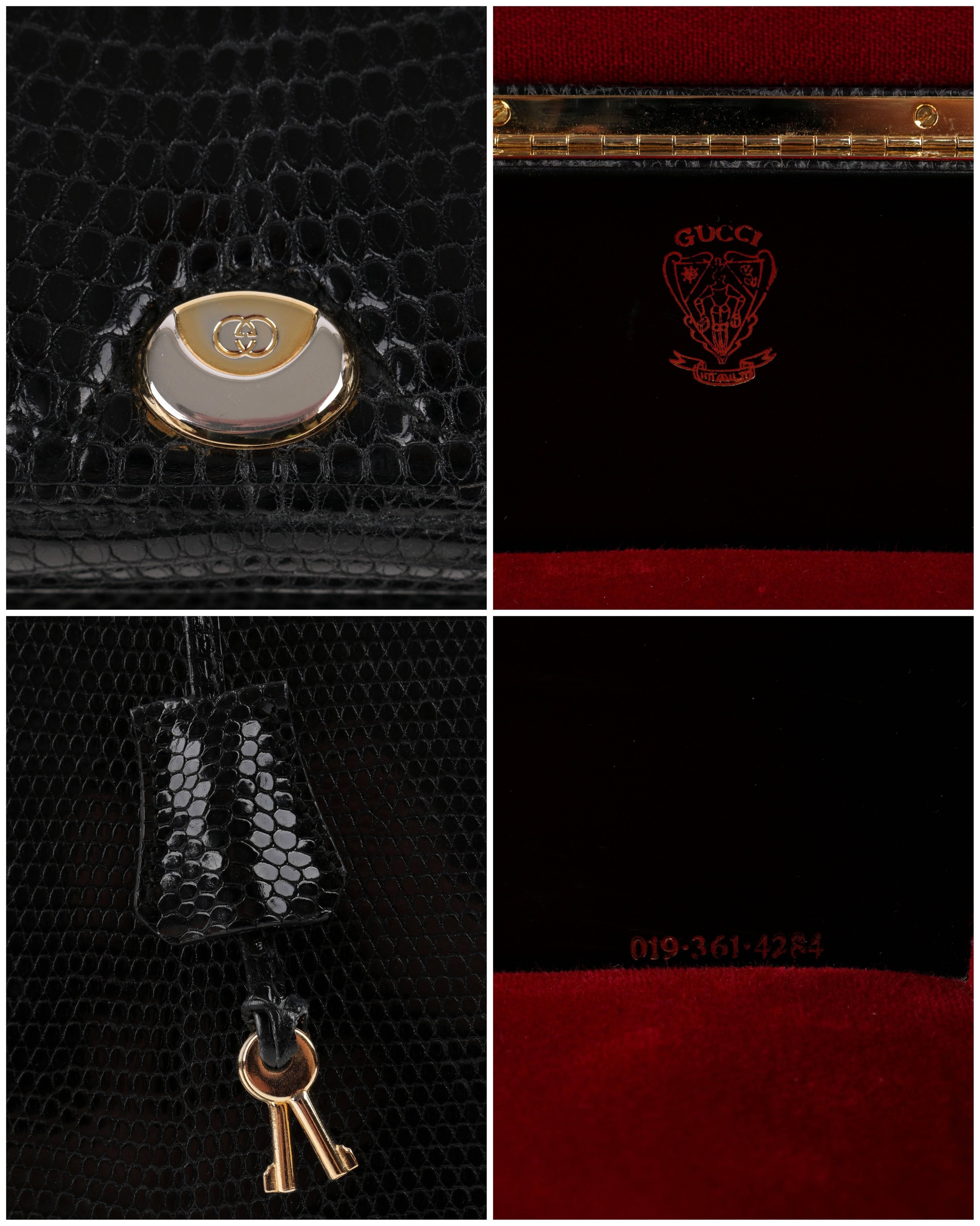 GUCCI Black Genuine Lizard Leather Jewelry Briefcase Travel Case Attache NOS 3