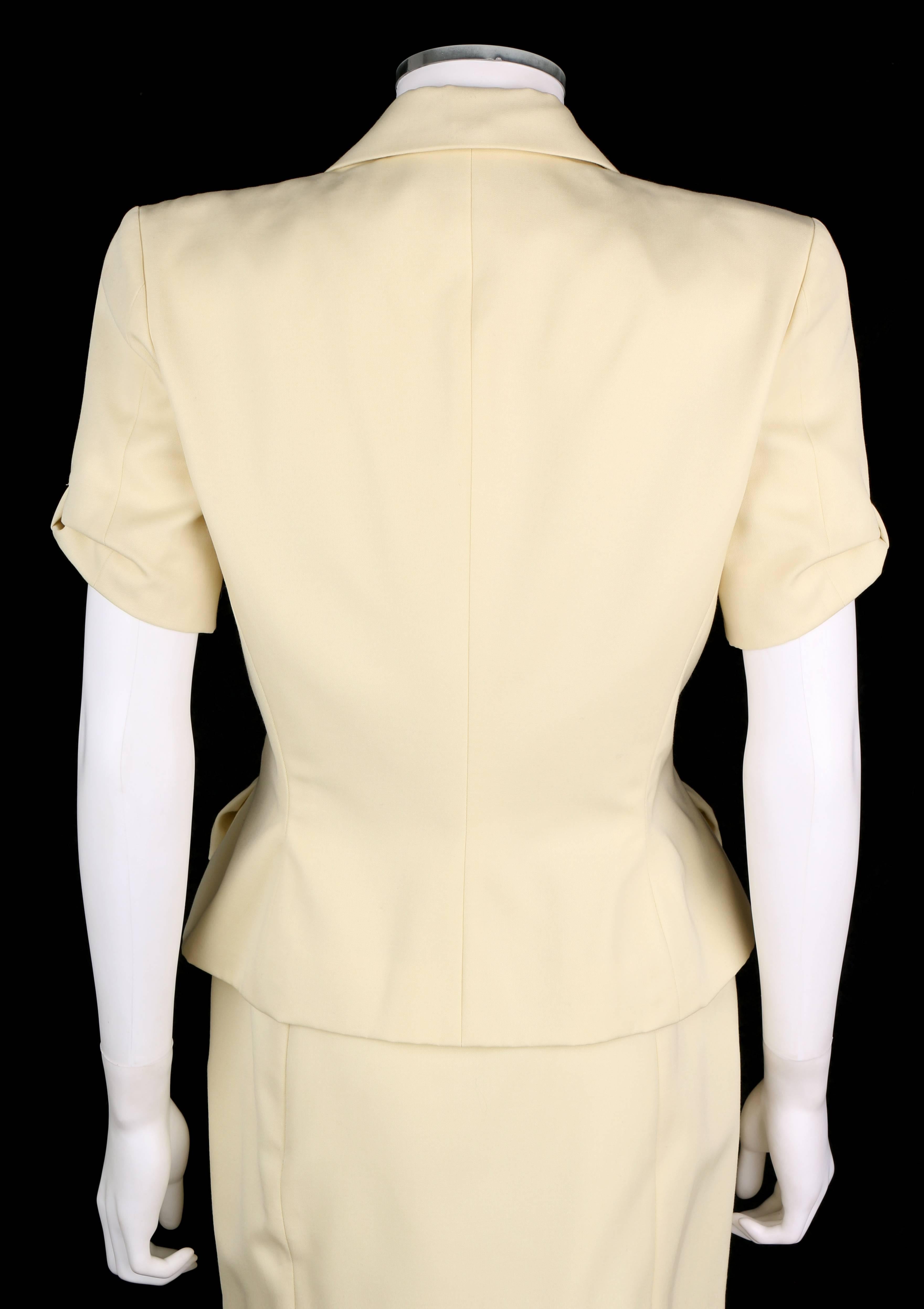 White GIVENCHY designed by JOHN GALLIANO S/S 1996 Bow Blazer Skirt Suit Set 38 For Sale