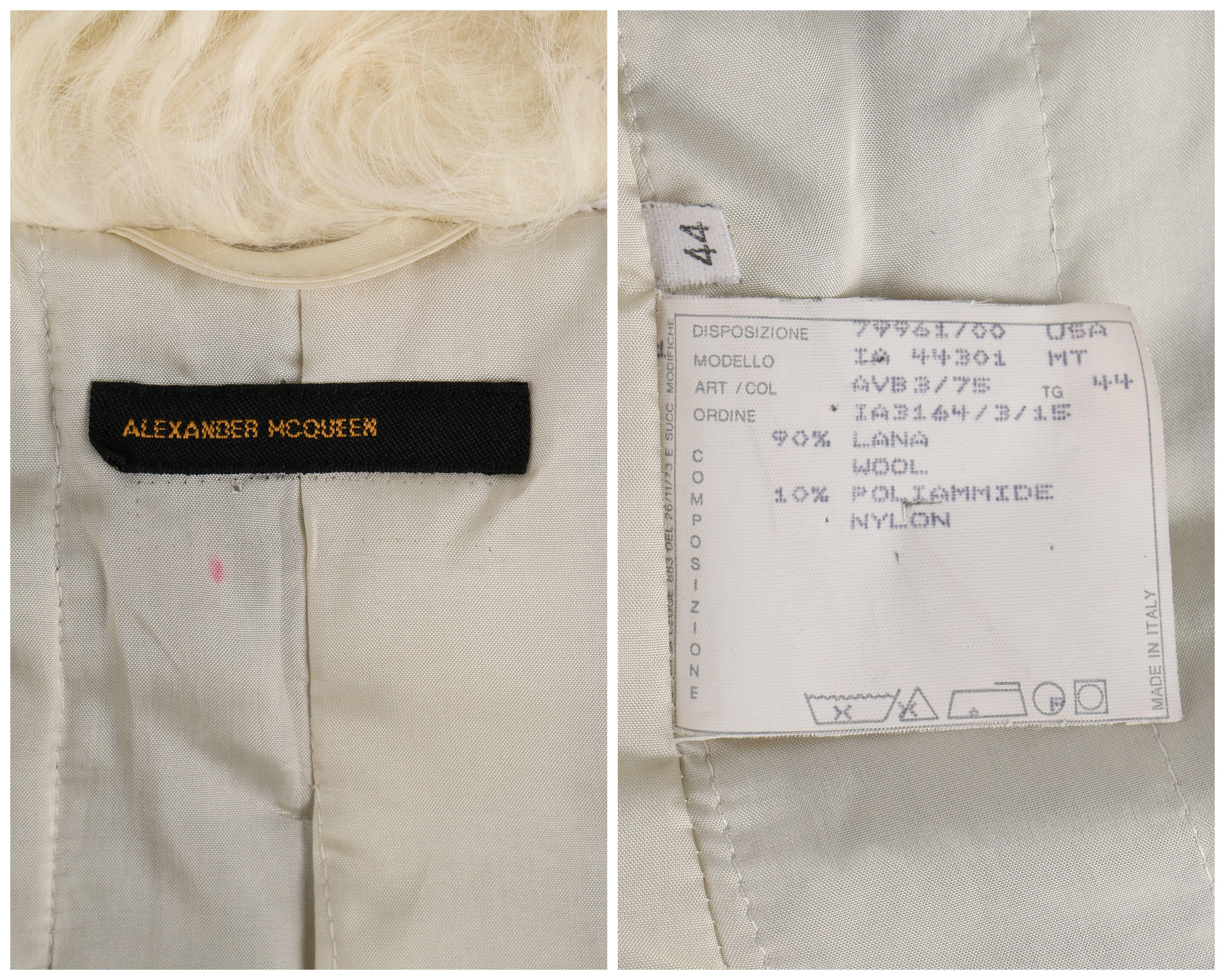 ALEXANDER McQUEEN c.2000 Shawl Collar Gray Wool Mongolian Lamb Fur Coat 44 / XL For Sale 2