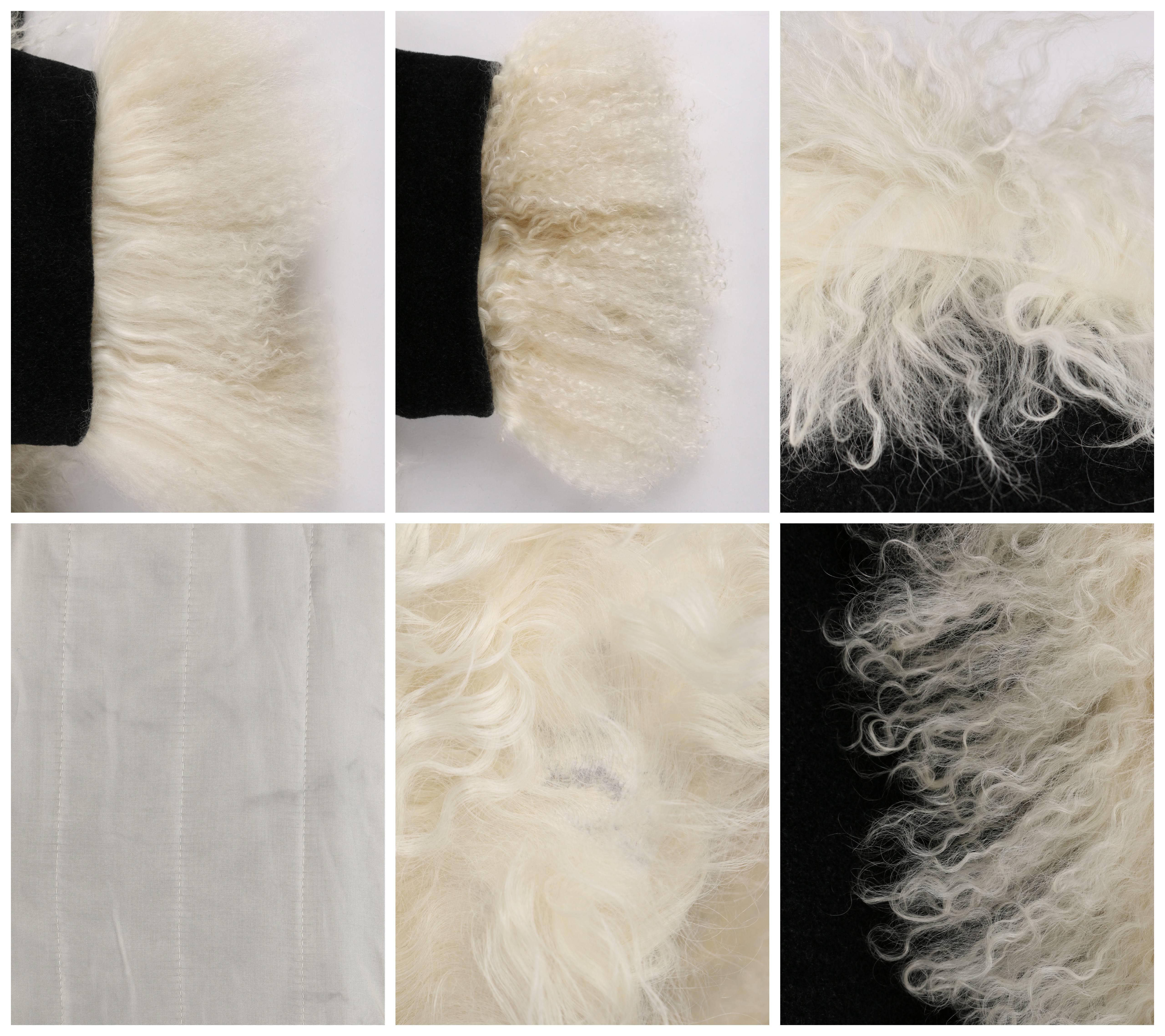 ALEXANDER McQUEEN c.2000 Shawl Collar Gray Wool Mongolian Lamb Fur Coat 44 / XL For Sale 3