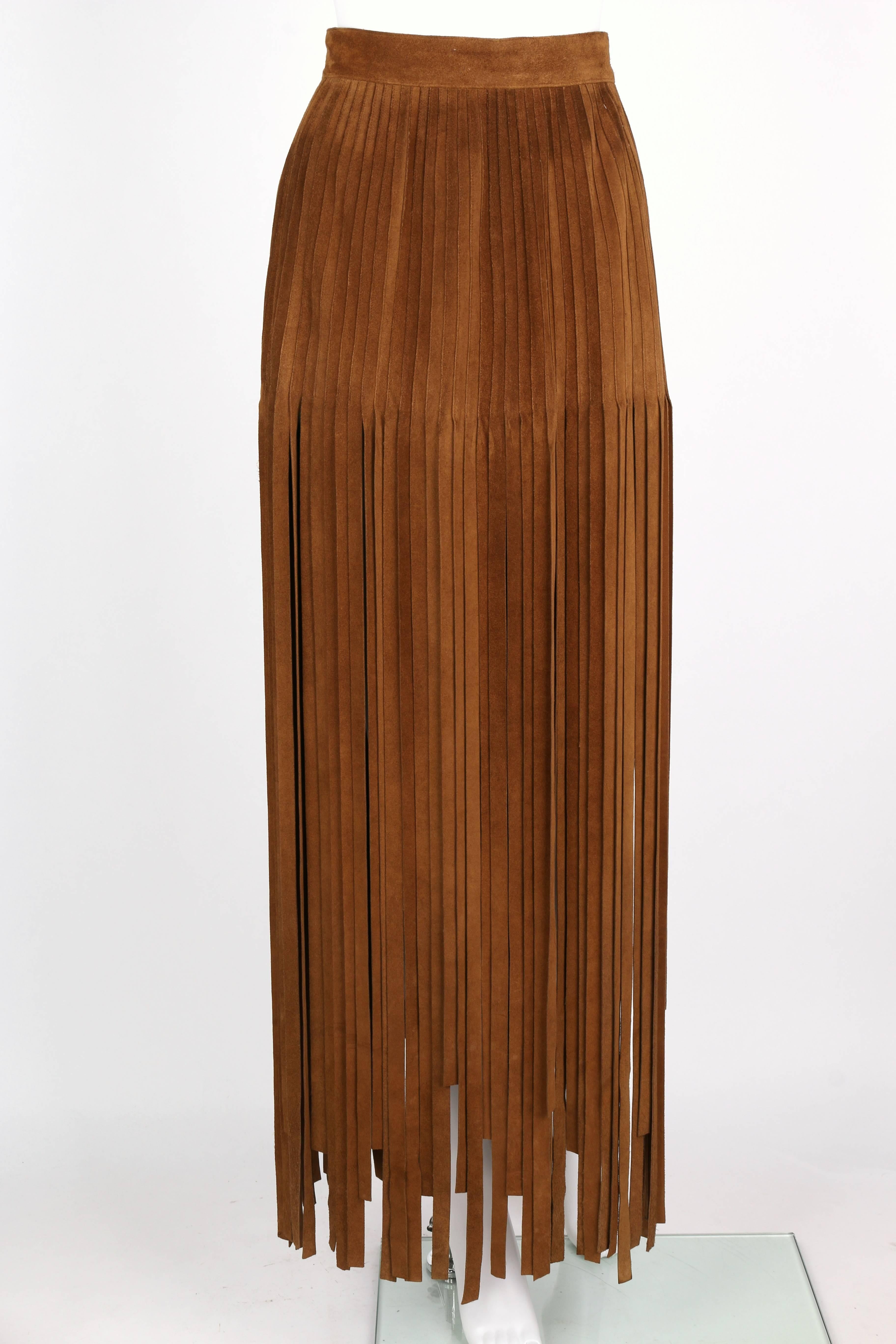 brown fringe skirt