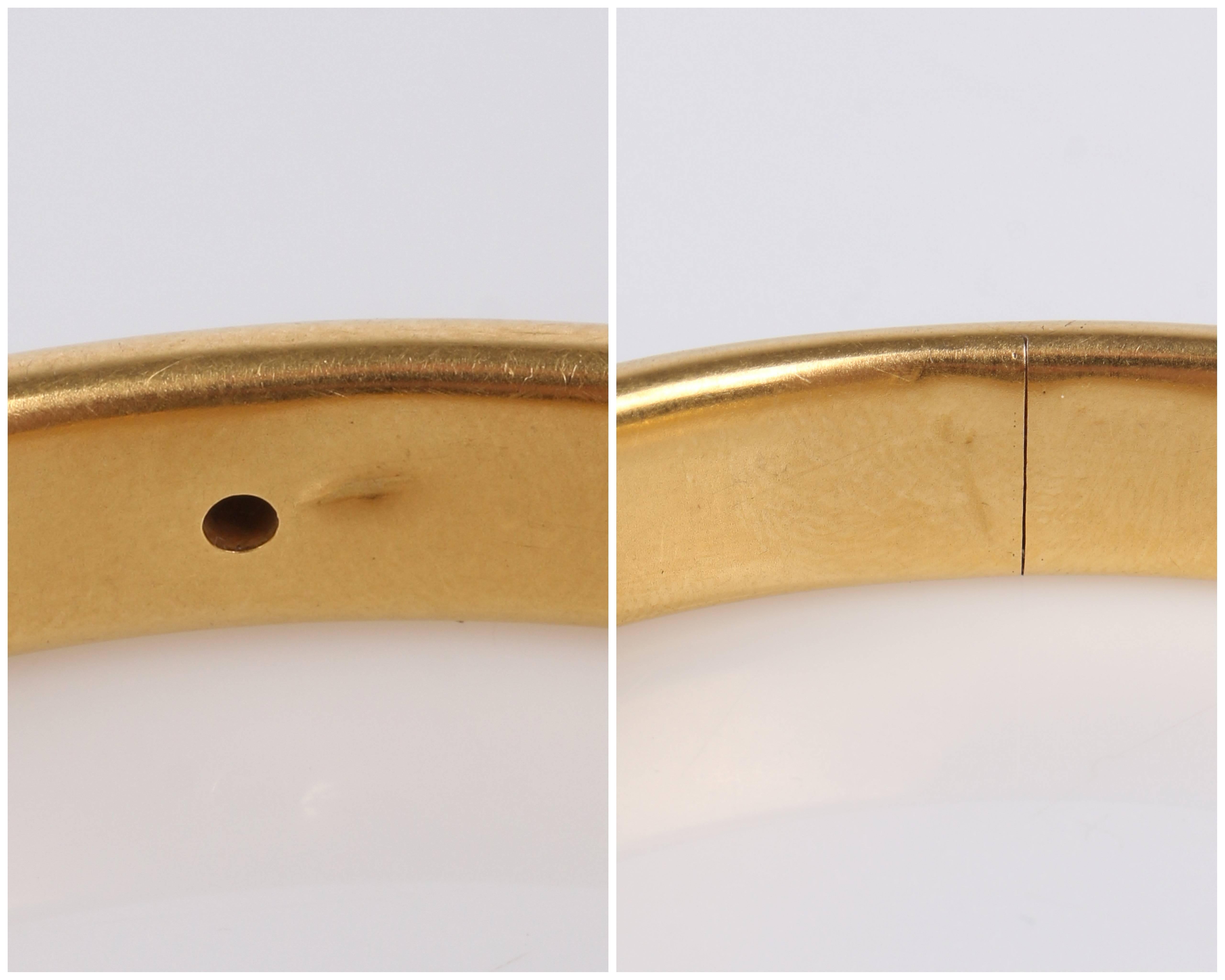 Antique EDWARDIAN c.1900's 14KT Gold Diamond Sapphire Hinged Bangle Bracelet 5
