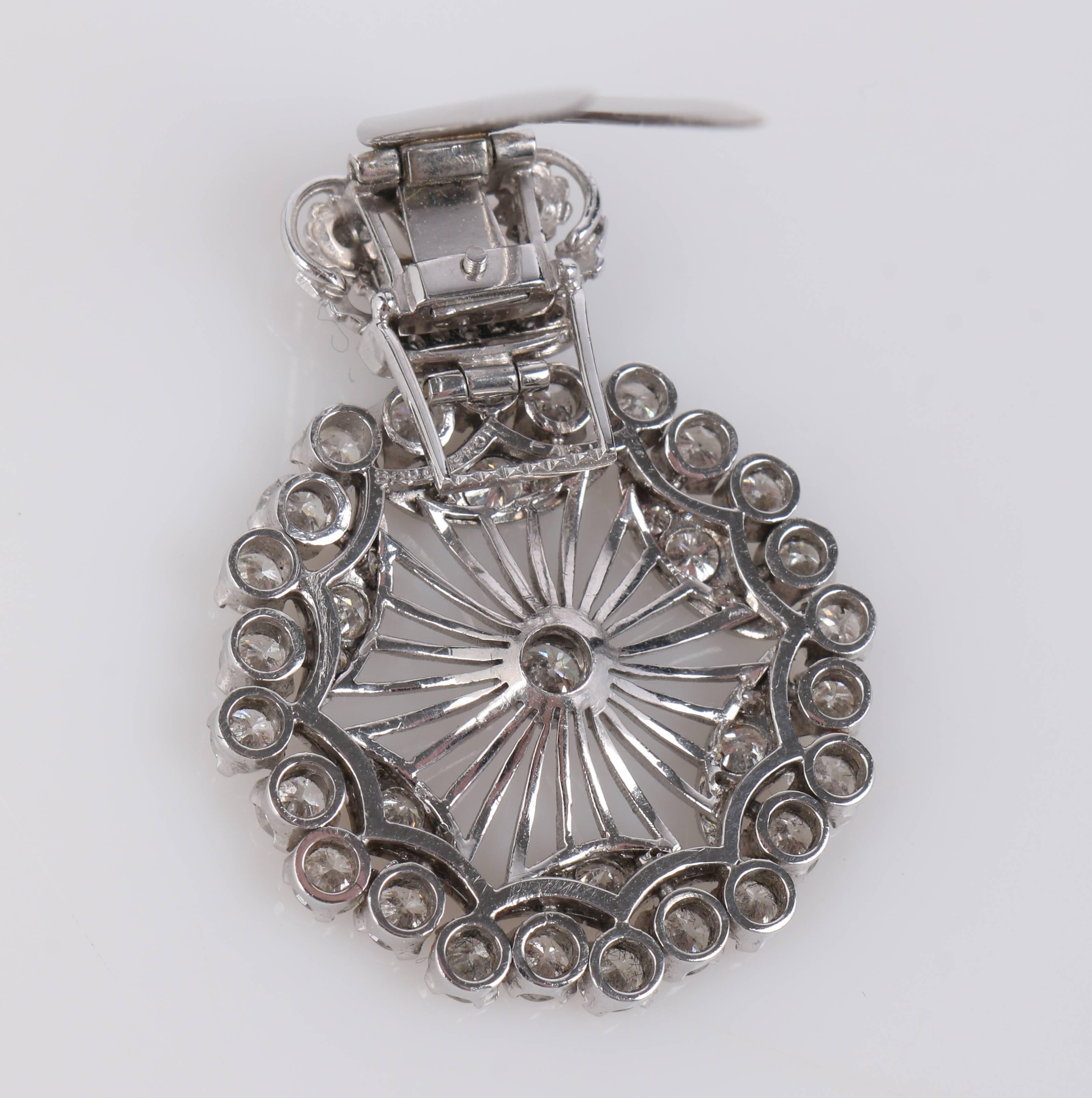 BOUCHERON 1940's Paris Diamond Platinum Circle Crown Brooch Fur Clip ...