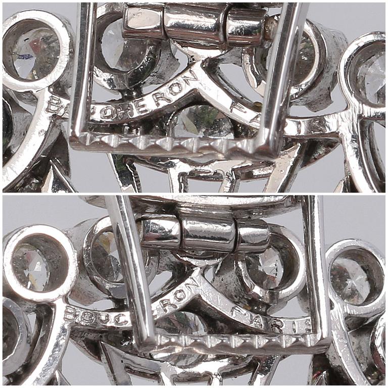 Women's BOUCHERON 1940's Paris Diamond Platinum Circle Crown Brooch Fur Clip Pin