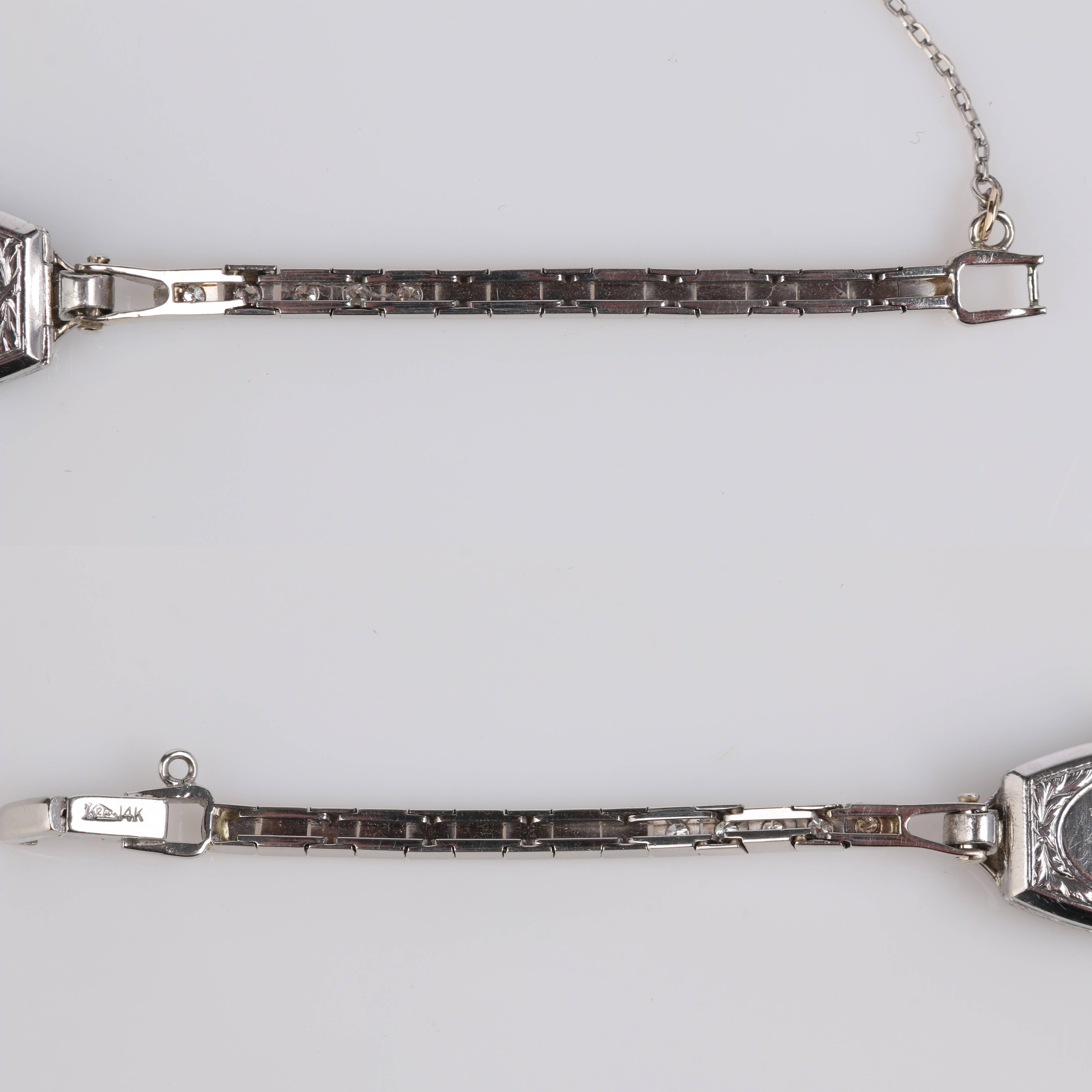 TIFFANY & CO 1930's Diamond Platinum Patek Philippe Movement Bracelet Watch 1