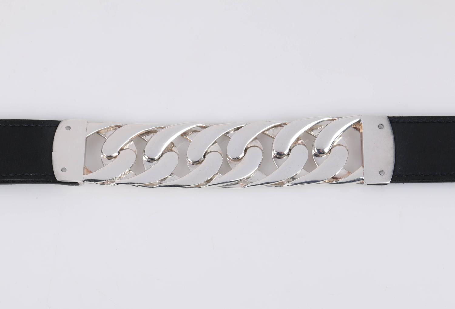 Ceinture Taille Cuir Noir Tendance Avec Chaîne Et Perles – Femme