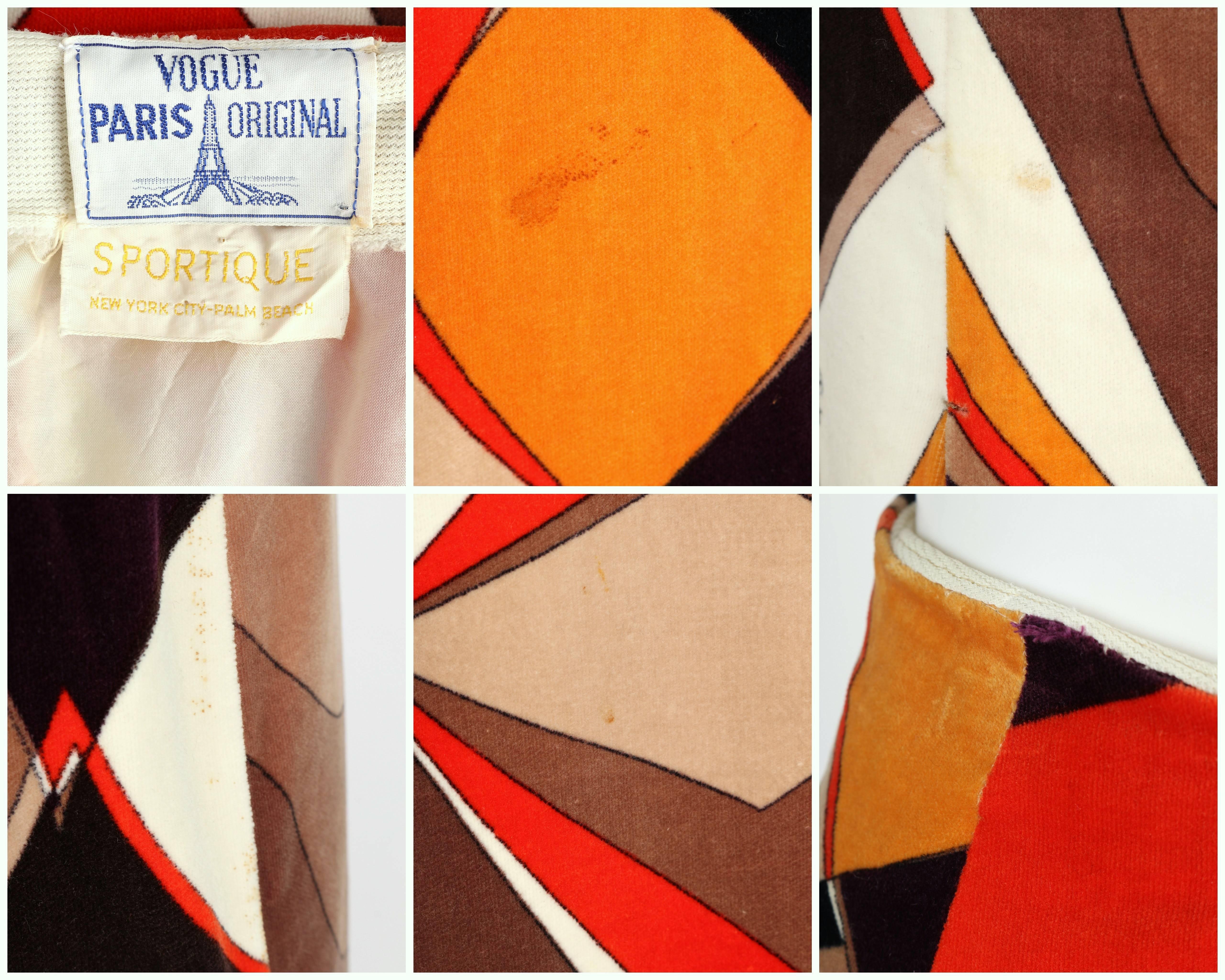 EMILIO PUCCI c.1960's Brown Signature Print Velvet Maxi Skirt 4