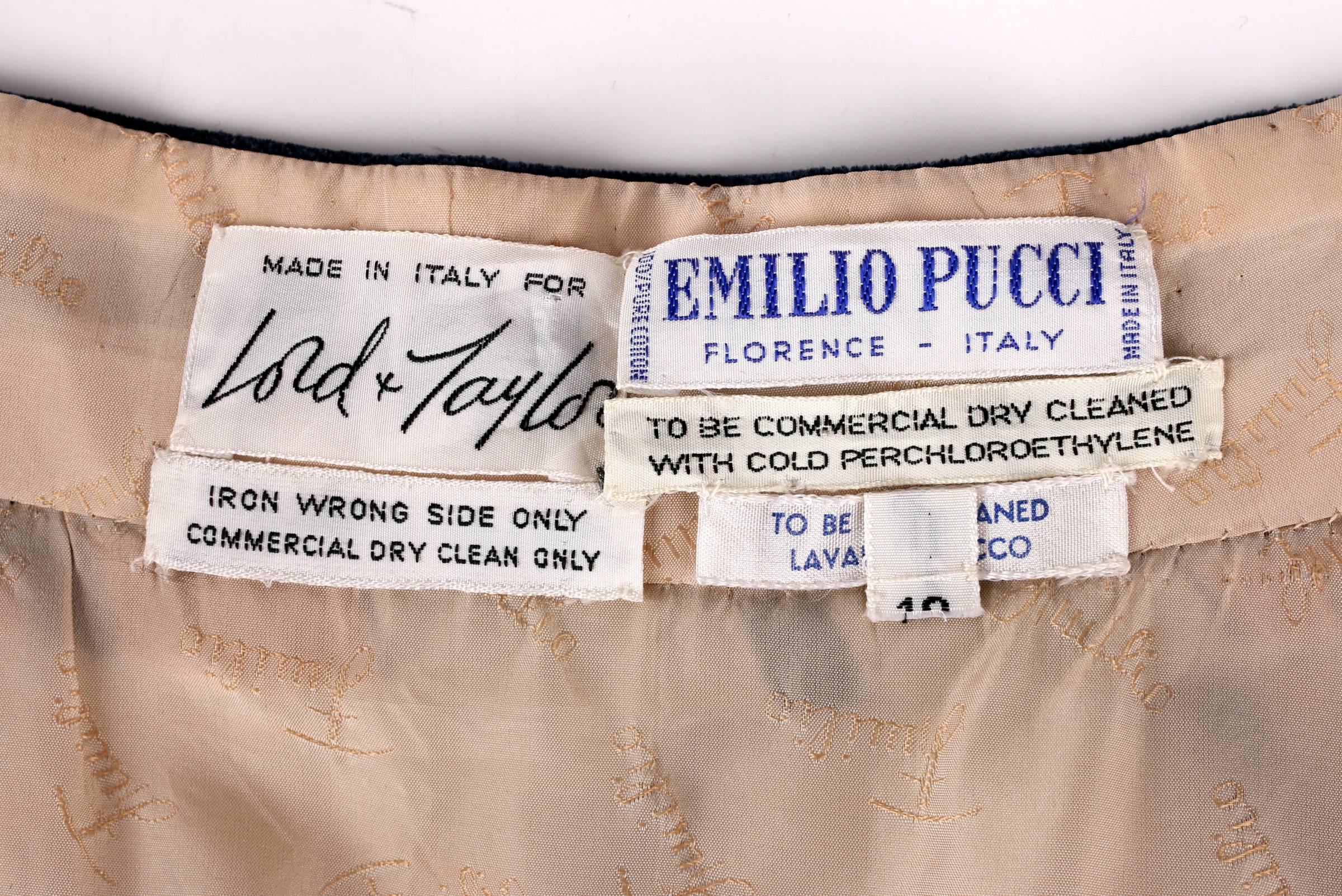 EMILIO PUCCI c.1970's Multicolor Window Pane Signature Print Velvet Maxi Skirt For Sale 3