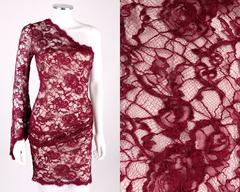 EMILIO PUCCI "Lotus Pink" Floral Lace Ruched Bell One Sleeve Cocktail Mini Dress