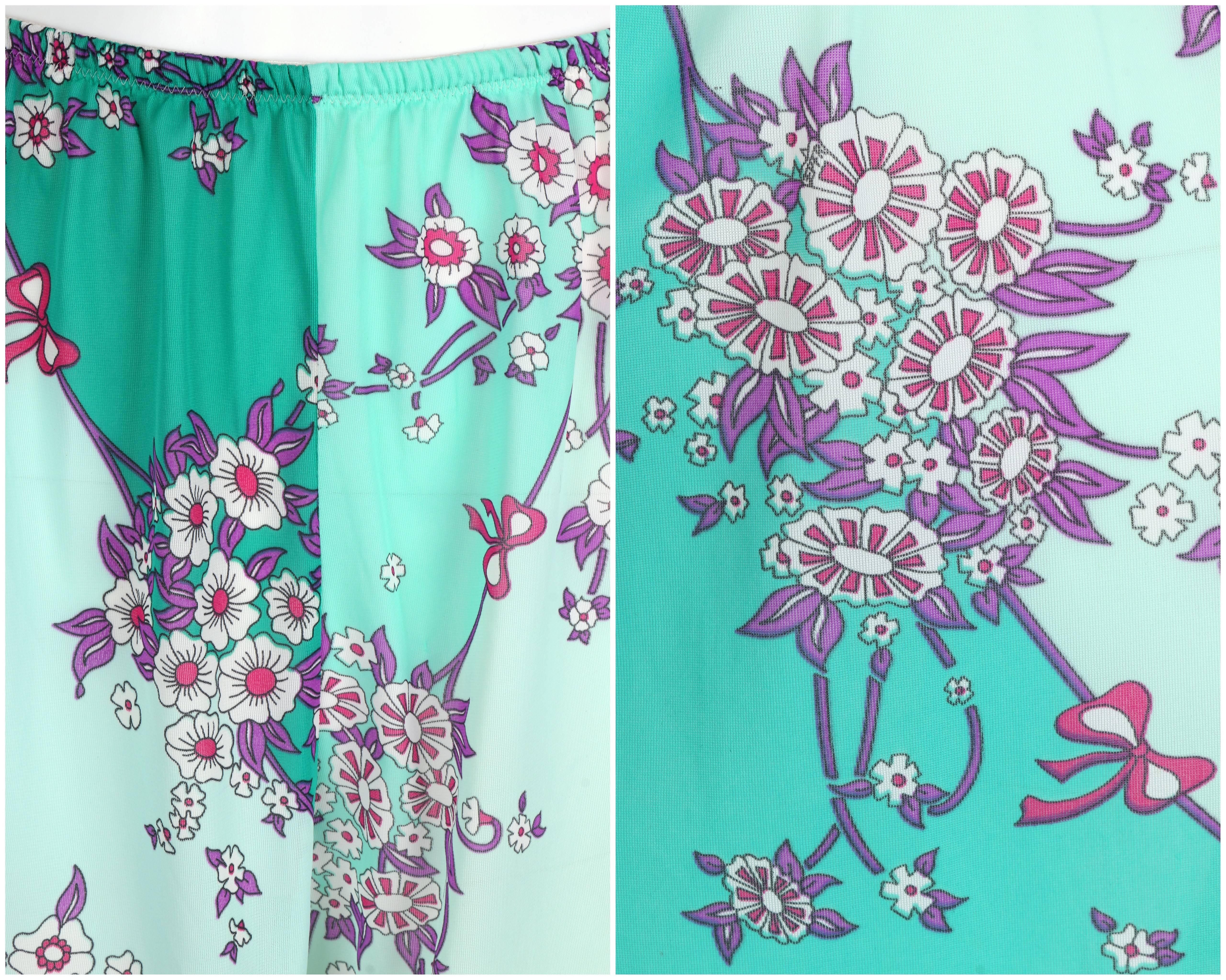 EMILIO PUCCI c.1960's Formfit Rodgers Mint Teal Floral Print Tap Pants Shorts 1