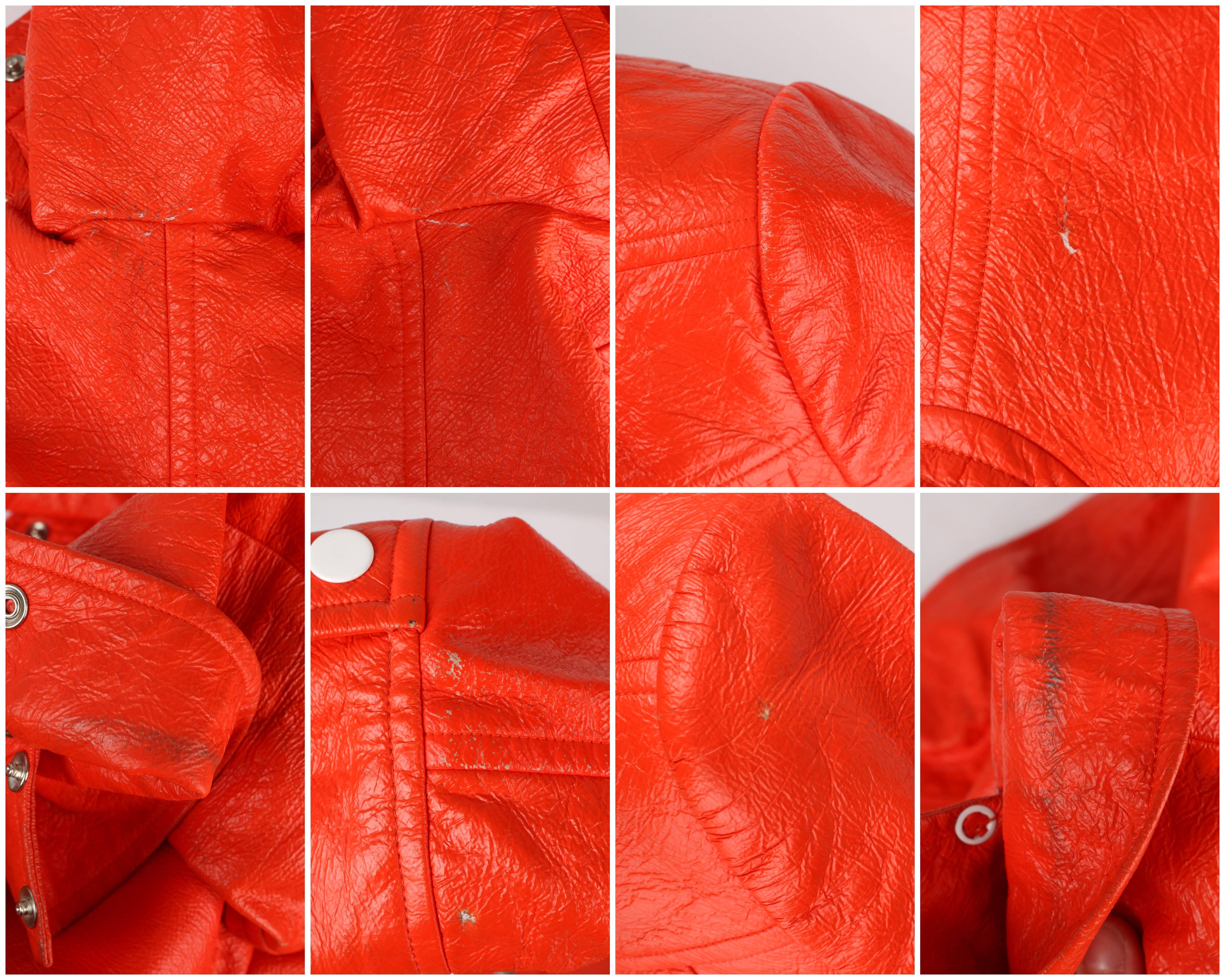 COURREGES PARIS c.1970's Orange Signature Logo Modyl Vinyl Faux Leather Jacket 4