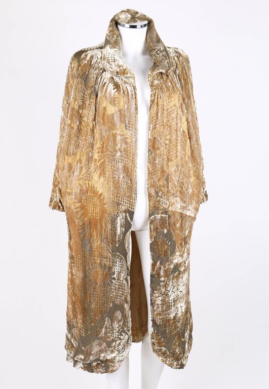 JEAN PATOU Haute Couture c.1920s Gold Silk Velvet Brocade Evening Cape ...