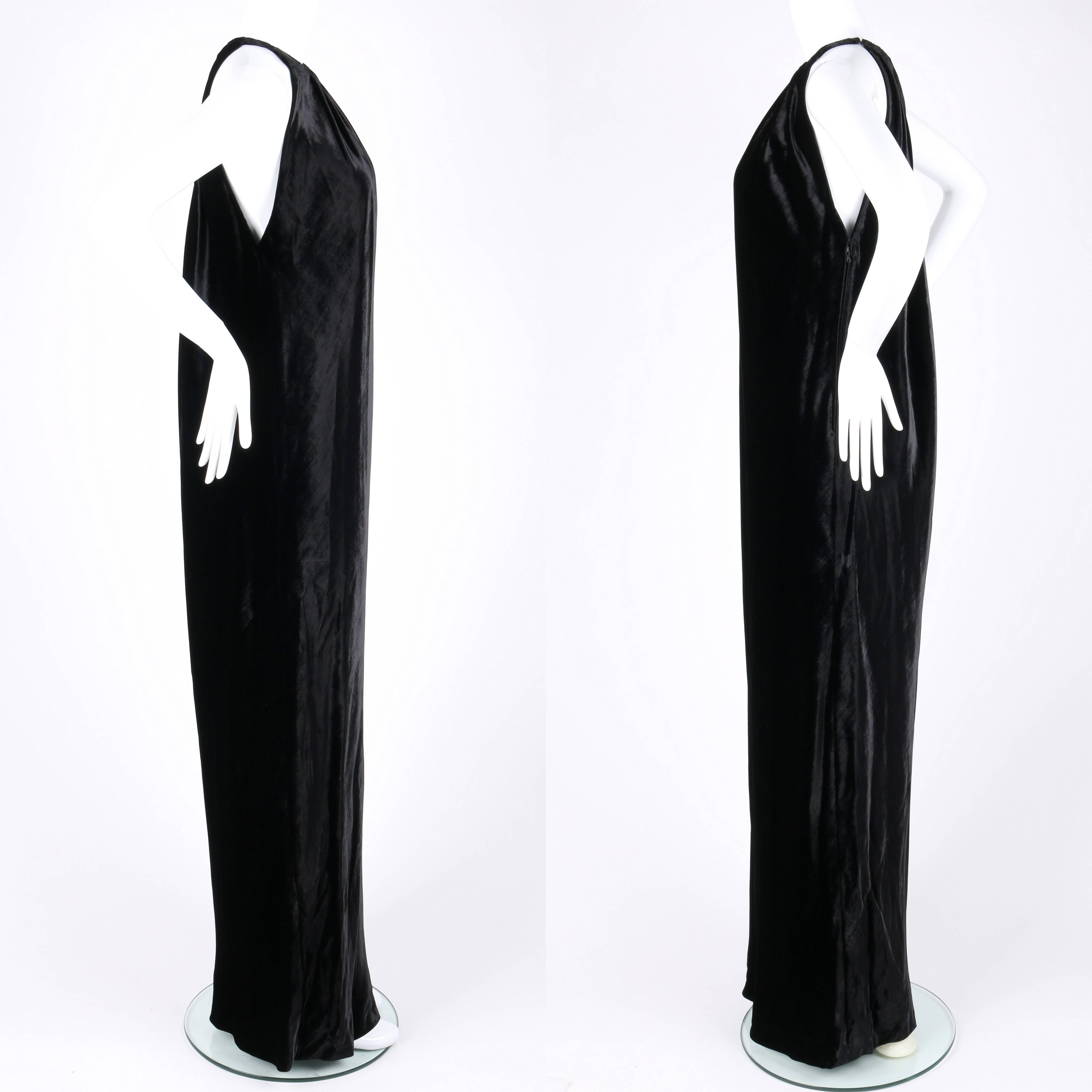 Black JEAN PATOU c.1970's JEAN PAUL GAULTIER 3 Pc Velvet Collar Wrap Cape Dress Gown For Sale